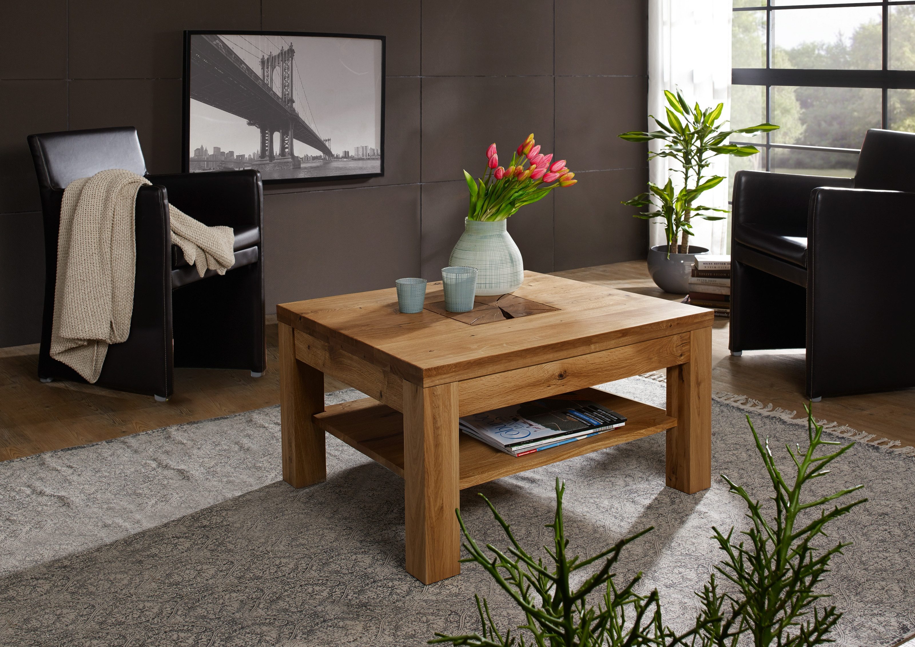 G+K Möbelvertriebs GmbH Couchtisch aus Wildeiche in natur geölt (BxHxT: 70x günstig online kaufen