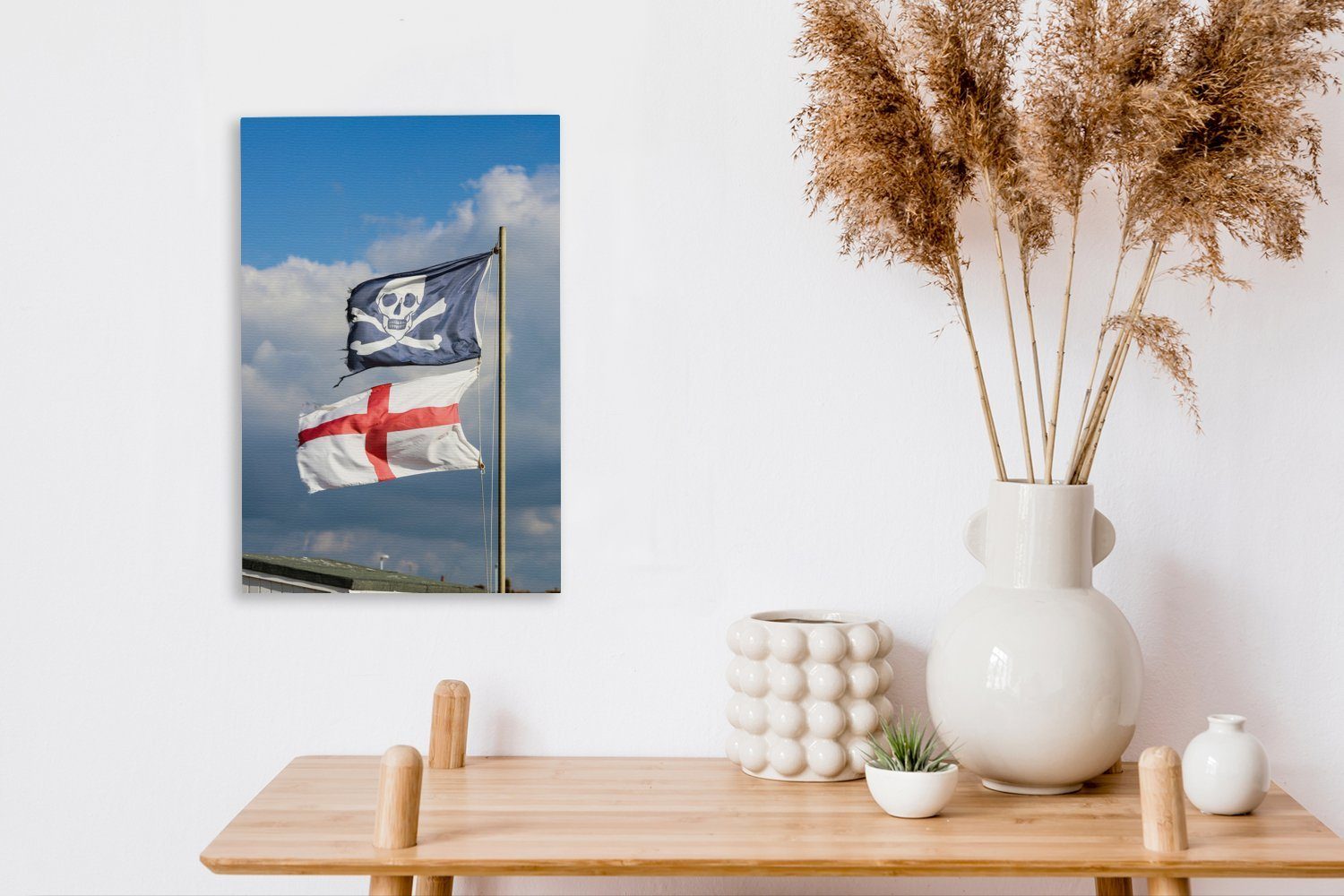inkl. cm bespannt Zackenaufhänger, St), unter Flagge OneMillionCanvasses® fertig (1 Gemälde, Leinwandbild Die englische Piratenflagge, 20x30 Leinwandbild einer