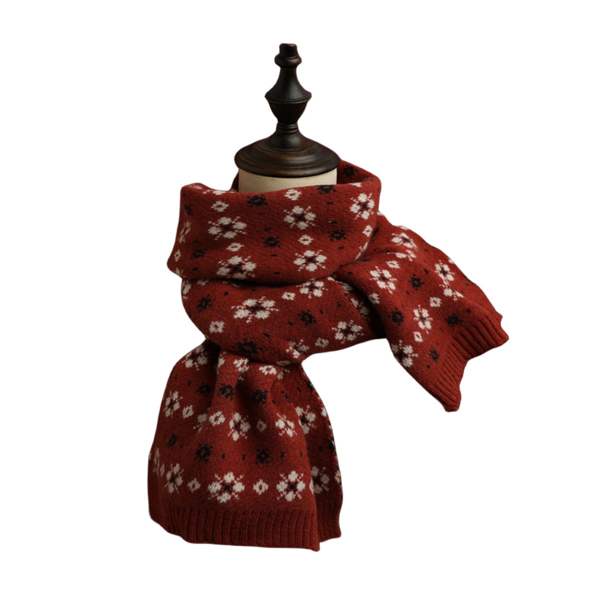 mit weich und carefully Modeschal Schneeflockenmuster, Damenschal bequem selected Rot