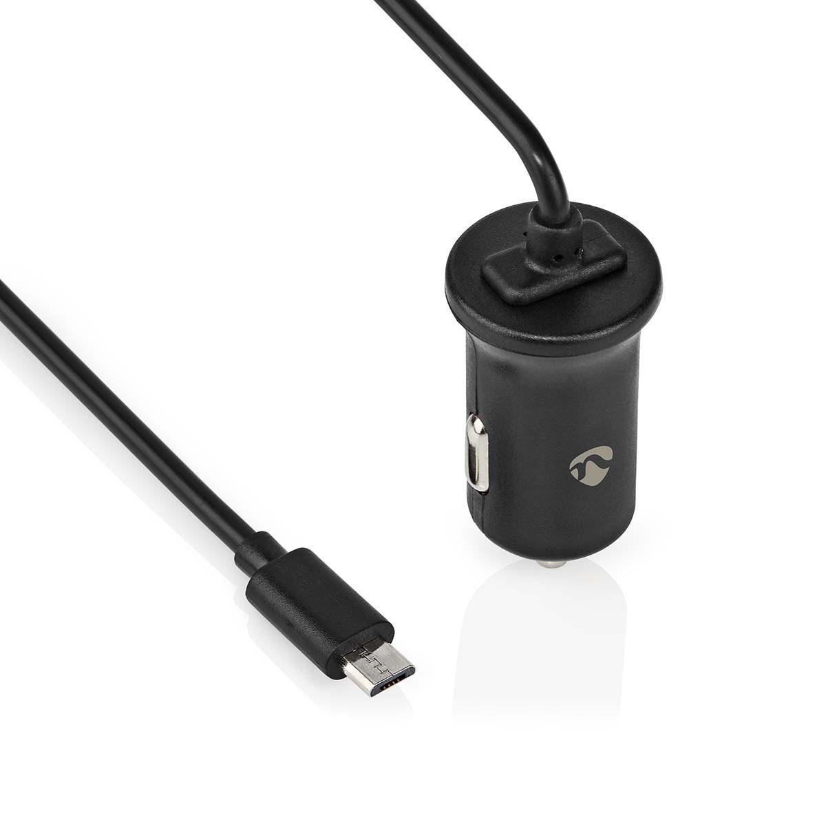Micro Montagezubehör Autoladegerät 12W 2,4A 1 Ausgang mit 1m Micro USB Kabel (Nein, Nein), Micro-USB, 2.4A, Festkabel, Schwarz, für PKW und LKW, Reisen