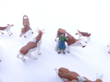 Amy too Modelleisenbahn-Figur Bauern mit Kühe und Kälber, (Sparpack 18 teilig, 18-tlg), H0 Spur, Maßstab 1:87