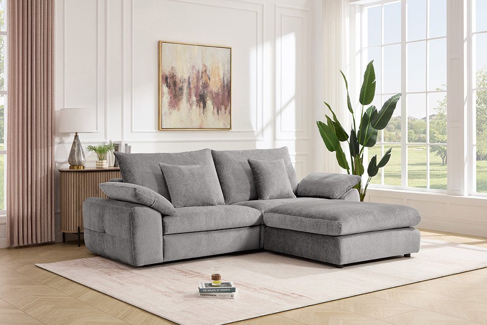 riess-ambiente 4-Sitzer SOHO 265cm grau – Chenille, 4-Sitzer, Wellenunterfederung, Einzelartikel 1 Teile, großzügige Couch mit hohem Sitzkomfort – ideal fürs Wohnzimmer