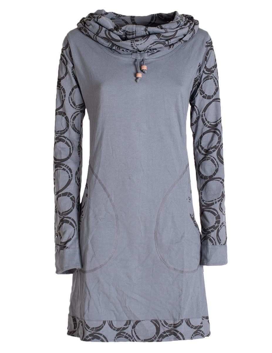 Vishes Jerseykleid Langarm Kleid Schal-Kleid Winterkleider Baumwollkleid Elfen, Goa, Hippie Style