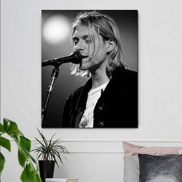 TPFLiving Kunstdruck (OHNE RAHMEN) Poster - Leinwand - Wandbild, Kurt Cobain - Kunstdrucke des Rockmusikers (1967 - 1994) (Leinwand Wohnzimmer, Leinwand Bilder, Kunstdruck), Farben: Schwarz-weiß - Größe 13x18cm