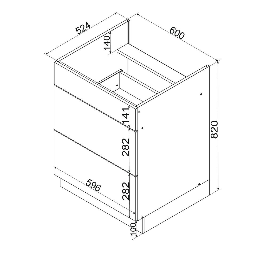 ROYAL24_MARKT Unterschrank D60PC S/2 (S2200/45) - MAX - Stilvolles Design (Küchen Unterschrank, 1-St., Premium - MAX) Premium - Modern - Exzellent