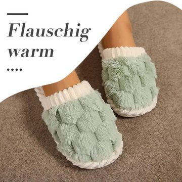 Daisred Damen Flauschige Winter Plüsch Pantoffeln Flache Hausschuh