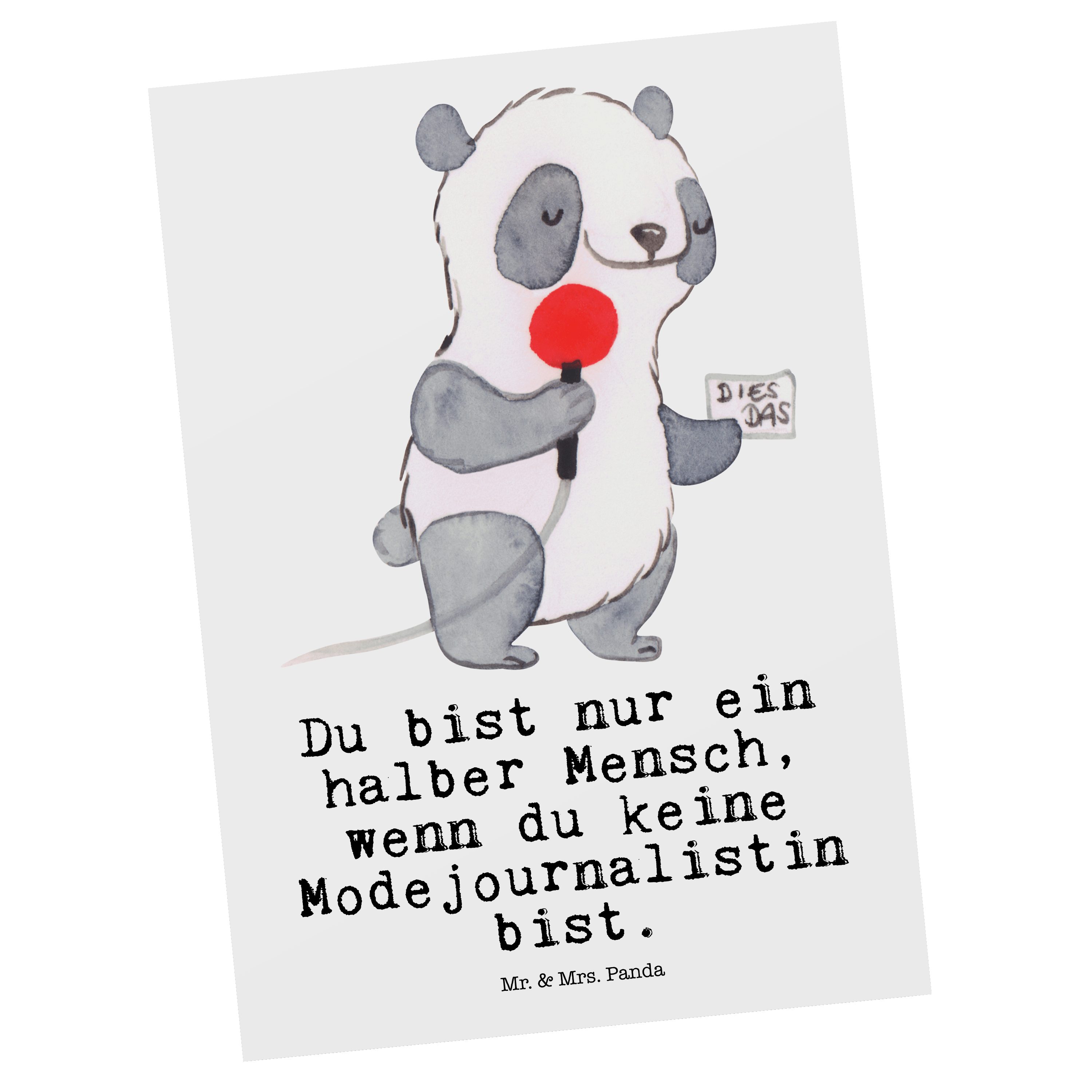Mr. & Mrs. Panda Postkarte Modejournalistin mit Herz - Weiß - Geschenk, Jubiläum, Studium, Redak