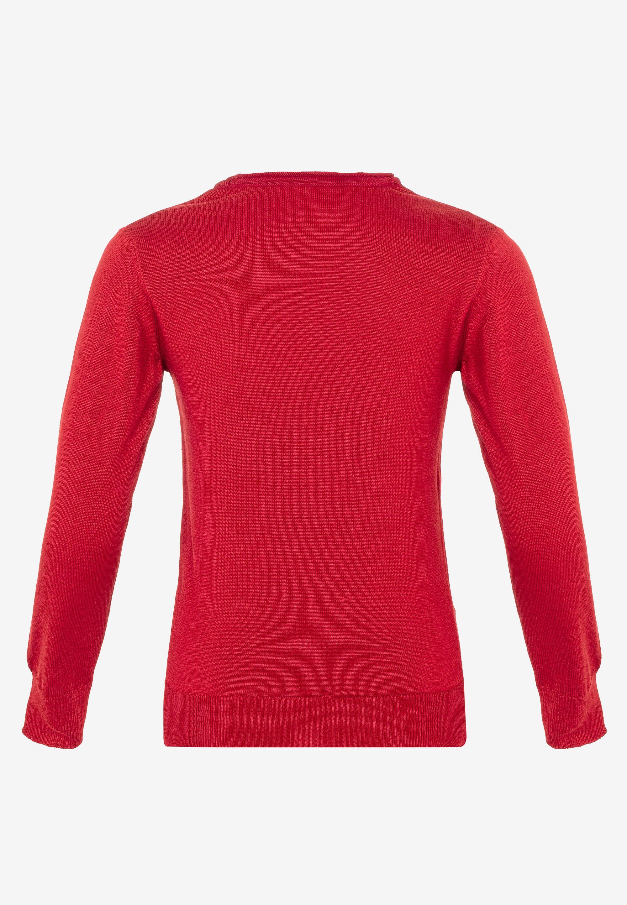 Cipo rot & Rundhalsausschnitt Strickpullover bequemem mit Baxx