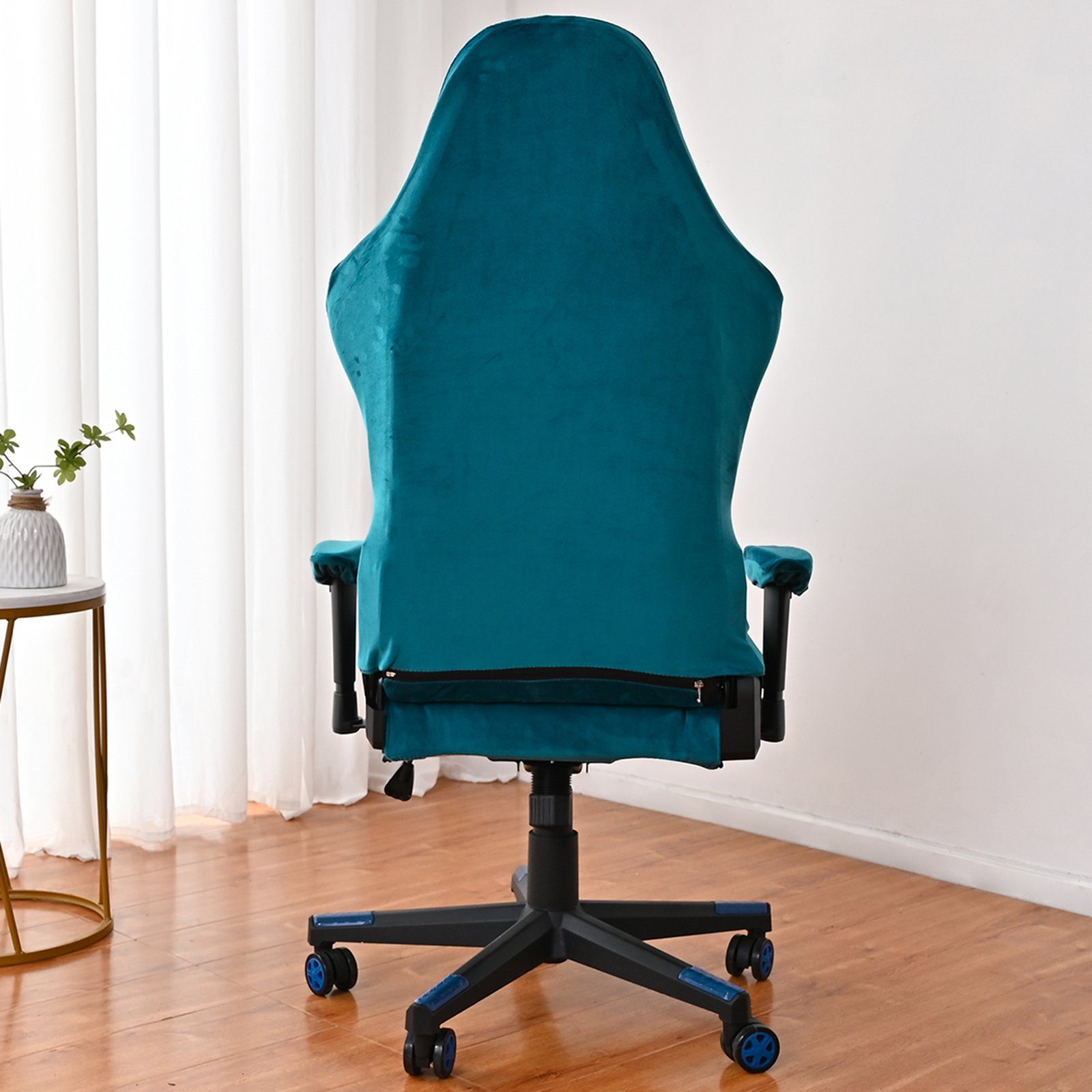 Bürostuhlhusse Spandex Samt Schutzhüllen Stuhl, Gaming Blau für BTTO Computer