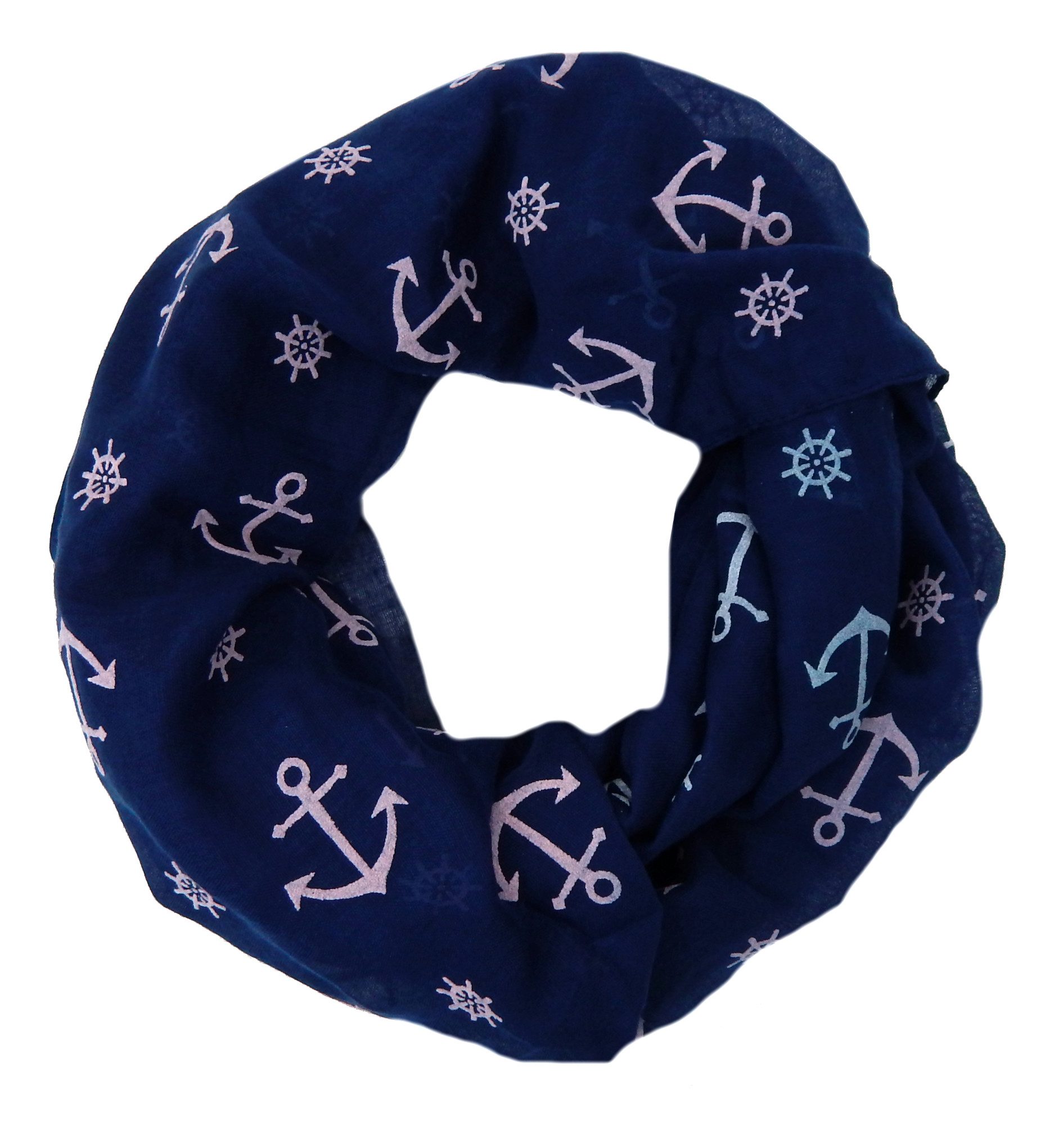 Ella Jonte Modeschal, leichter maritimer Loop Anker blau rosa günstig online kaufen