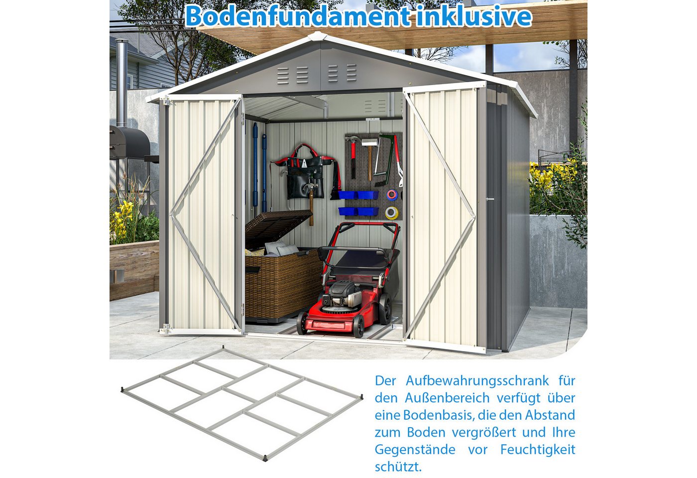 Thumbnail - Thanaddo Gartenhaus Metall Gerätehaus Geräteschuppen Inkl. Metallfundament, (Mehr Leben im Garten), inkl. Fundament aus ...
