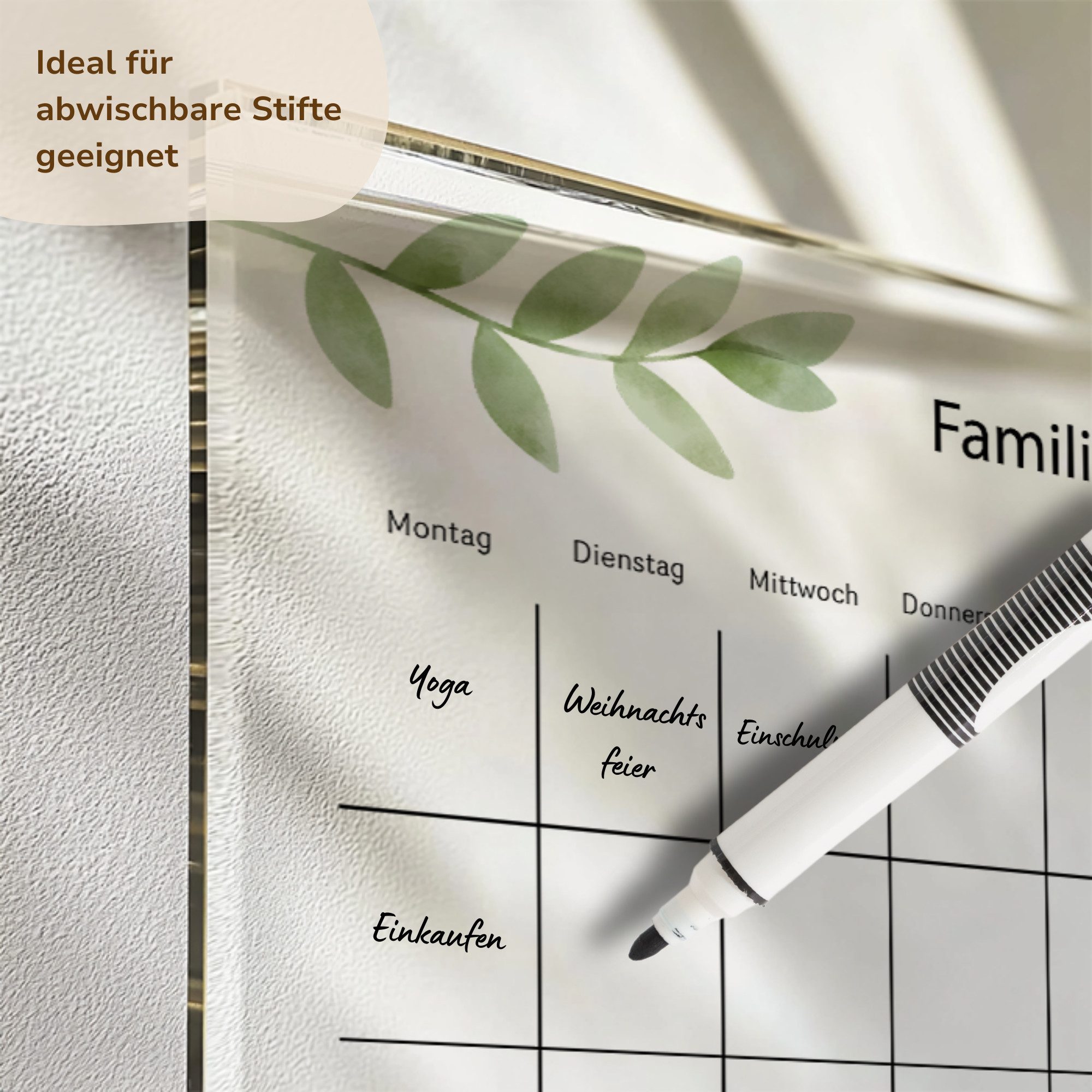 MeinBaby123® Tischkalender Acrylglas Wochenplaner abwischbar, Wochenplan, wiederverwendbar, Familienplaner, Notizen, To Dos, Terminkalender, Wandkalender – Bild 4 von 5