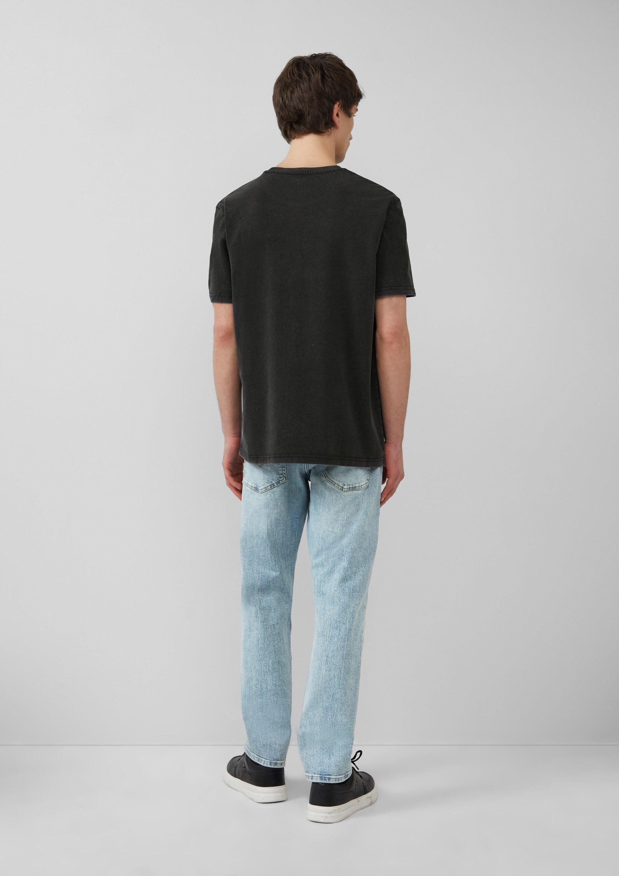 QS Kurzarmshirt T-Shirt Gewaschenes Basic-T-Shirt aus weichem Heavy Jersey