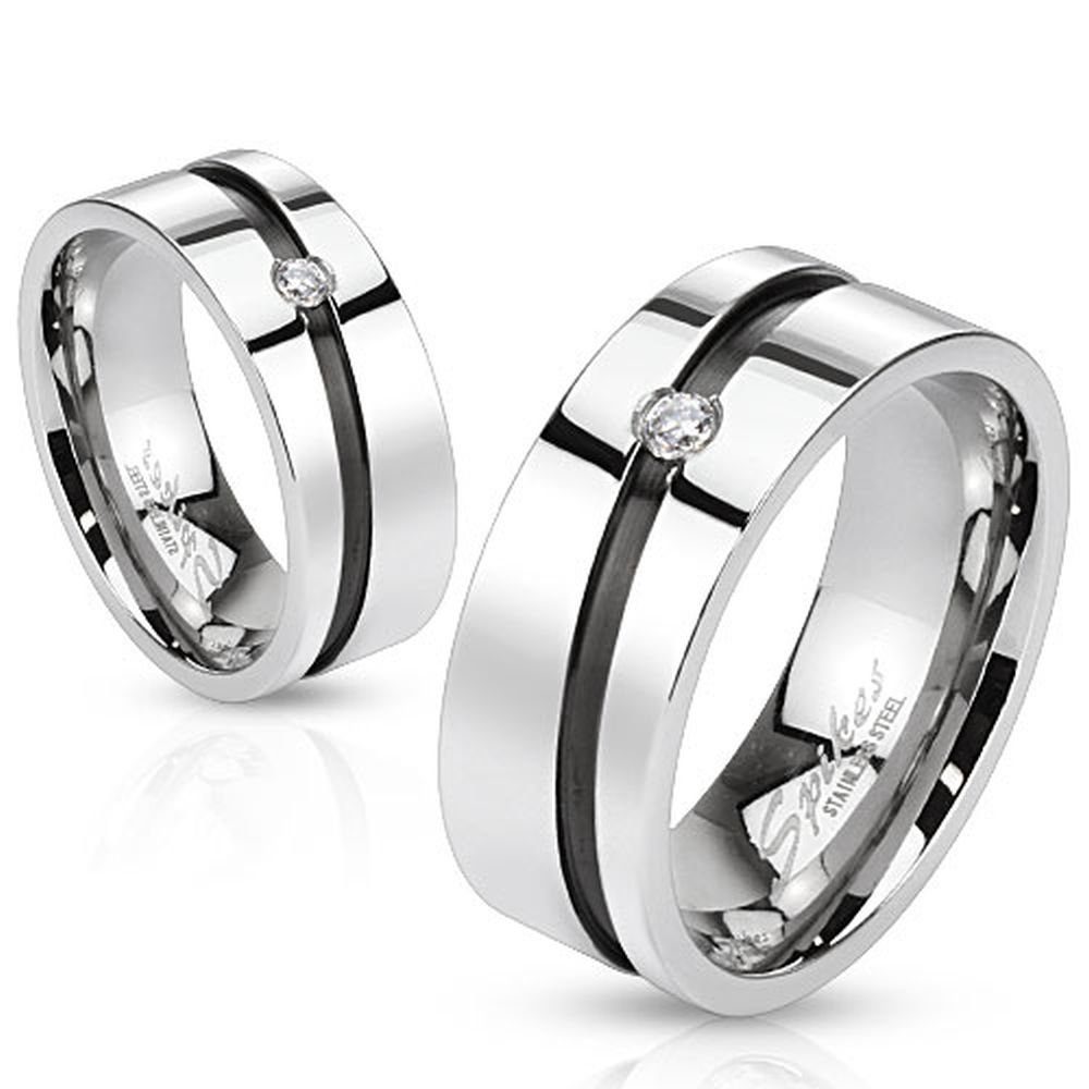 BUNGSA Fingerring Ring diagonaler Unisex Mittelring aus 1-tlg), Damen Edelstahl Silber (Ring, Herren