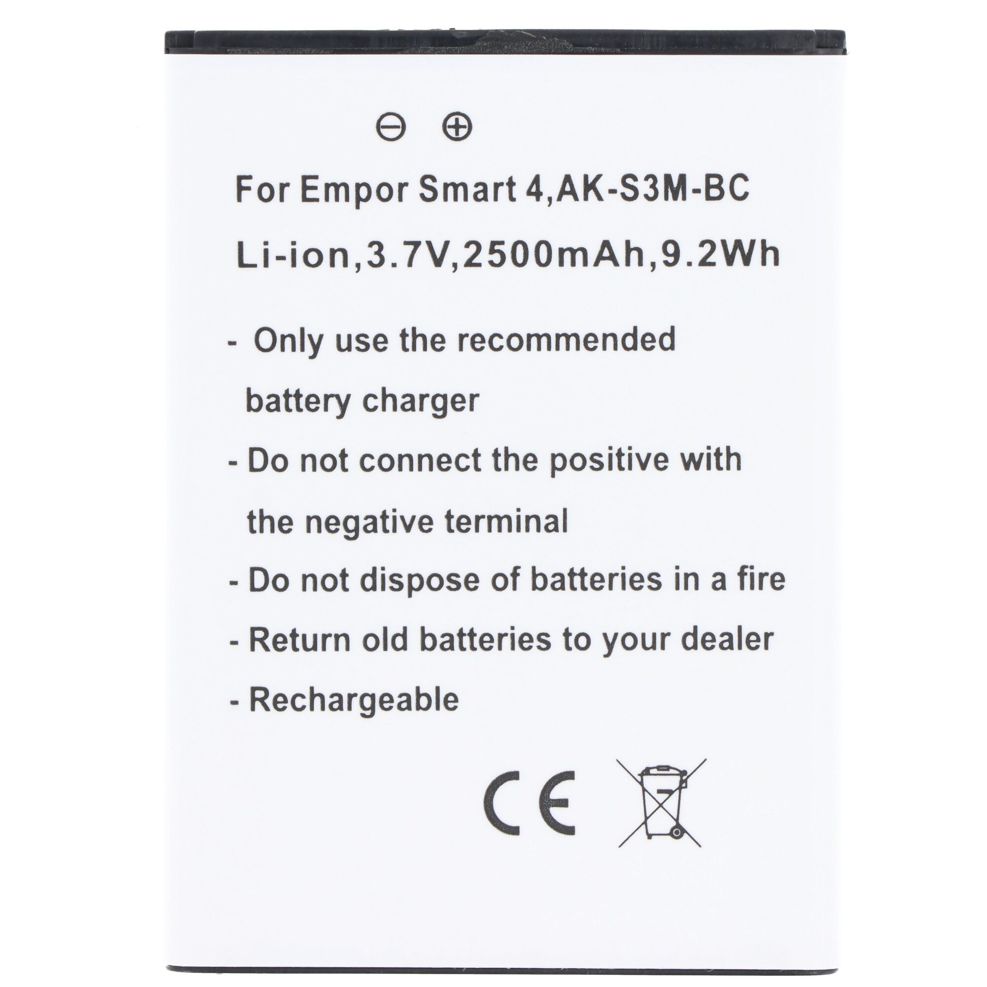 AccuCell Akku passend für Emporia Smart 4 AK-S3M-BC Li-ion 3,7V 2500mAh 9,2Wh Akku 2500 mAh (3,7 V)