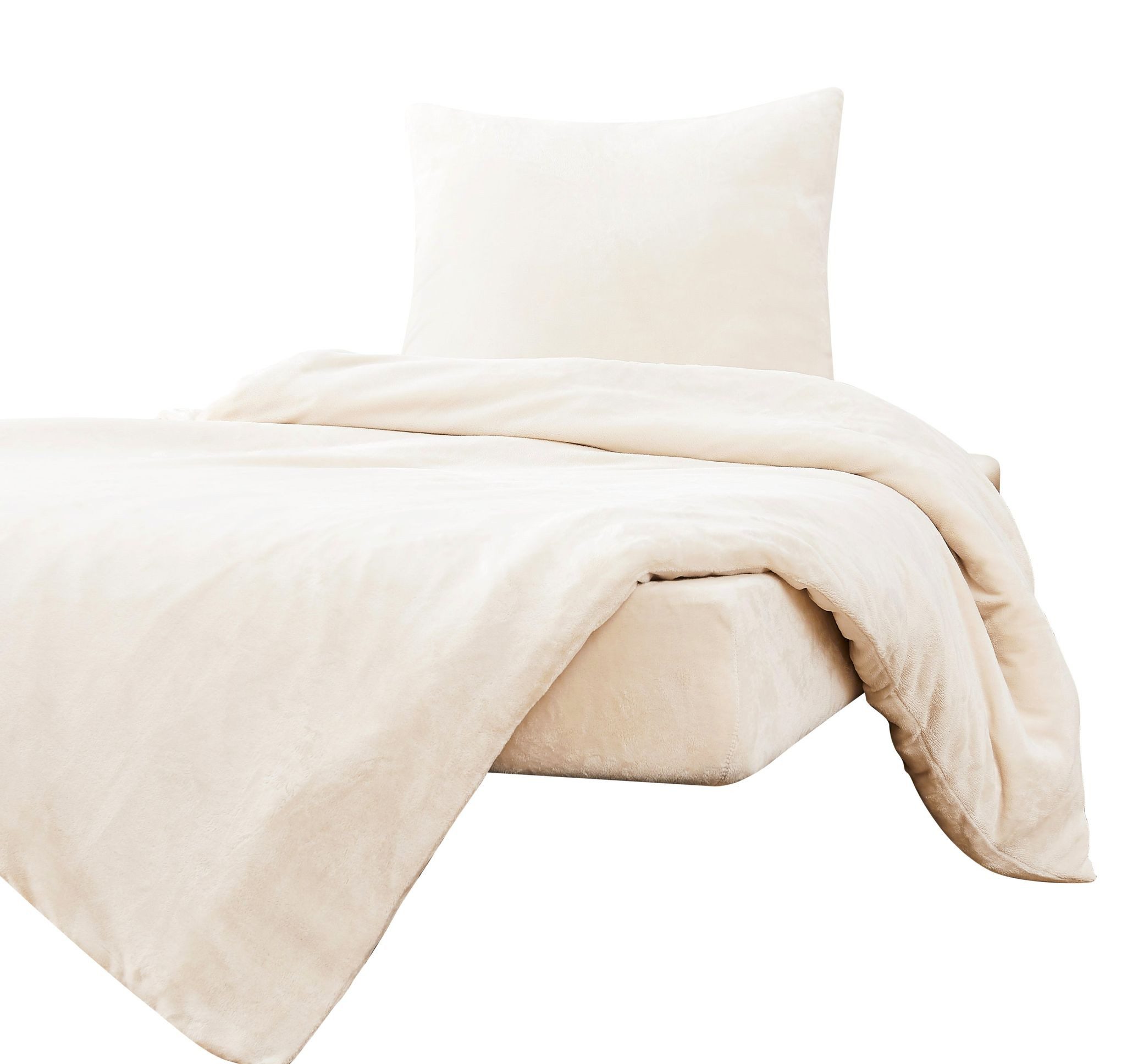 JACK Bettwäsche JACK Teddy Flausch 135x200cm Weiß Grau Anthrazit Blau, Fleece, 2 teilig, kuschlig, weiche Oberfläche, superweicher Cashmere-Touch – Bild 5 von 5