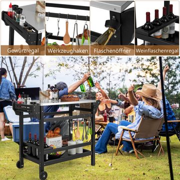 COSTWAY Grillablagetisch, Grillwagen,Beistelltisch auf Rollen, outdoor