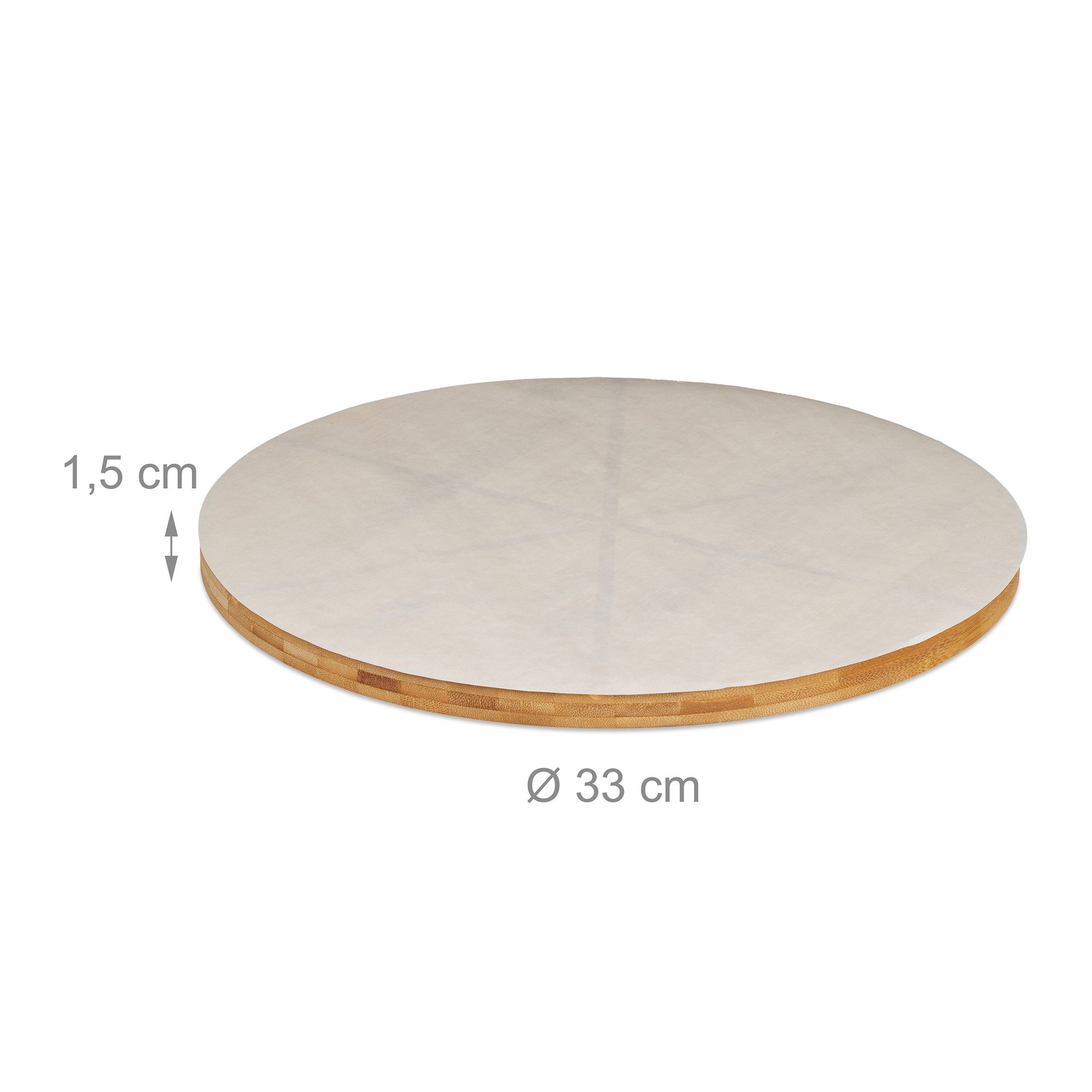 relaxdays Pizzaschneidebrett Pizzabrett Bambus 2er Set mit Backpapier, Bambus, (2-St) – Bild 4 von 5