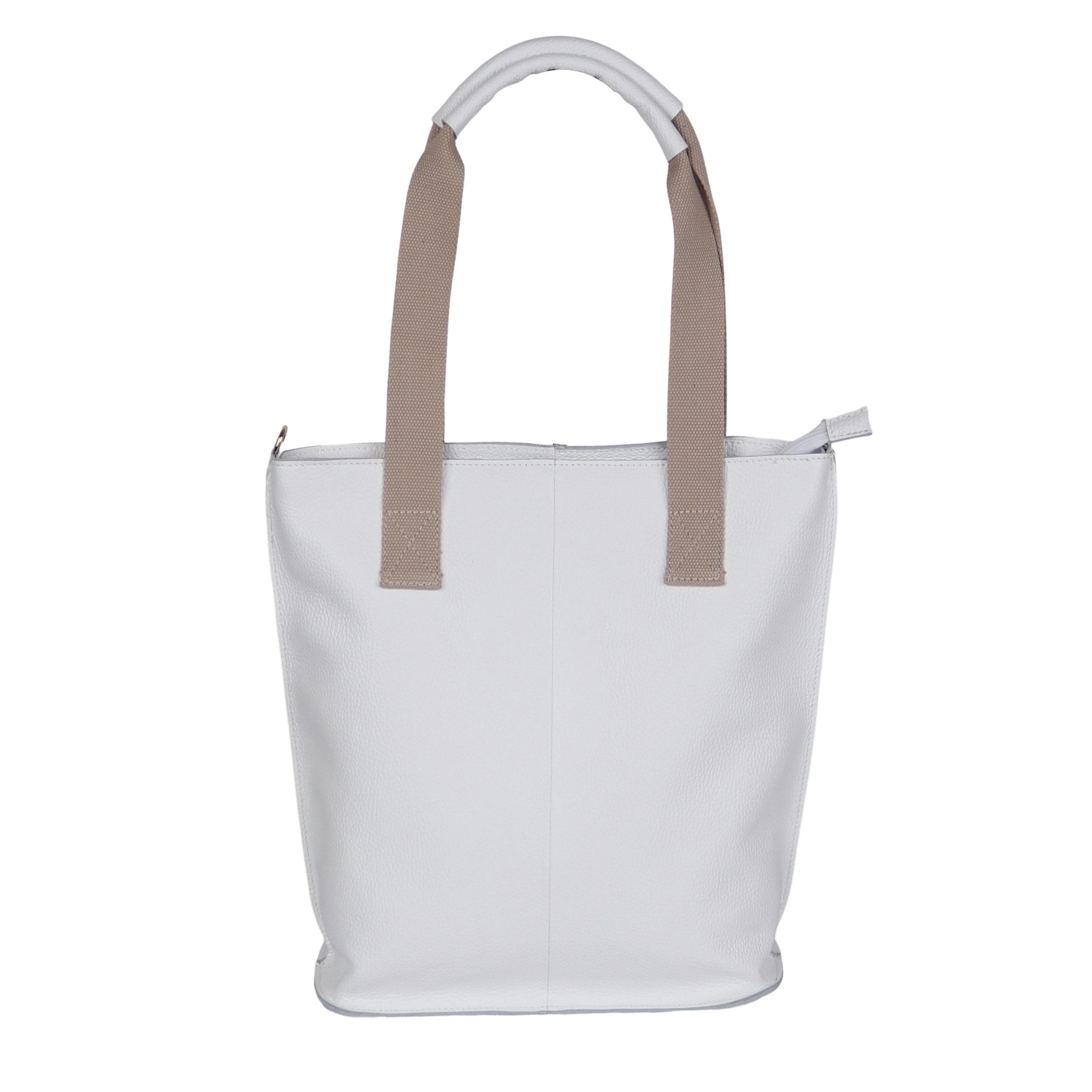 MIRROSI Shopper aus Echtleder, Made in Italy, Beuteltasche, ca.35 x 37 x 11 cm, ein A4-Ordner passt ebenfalls rein
