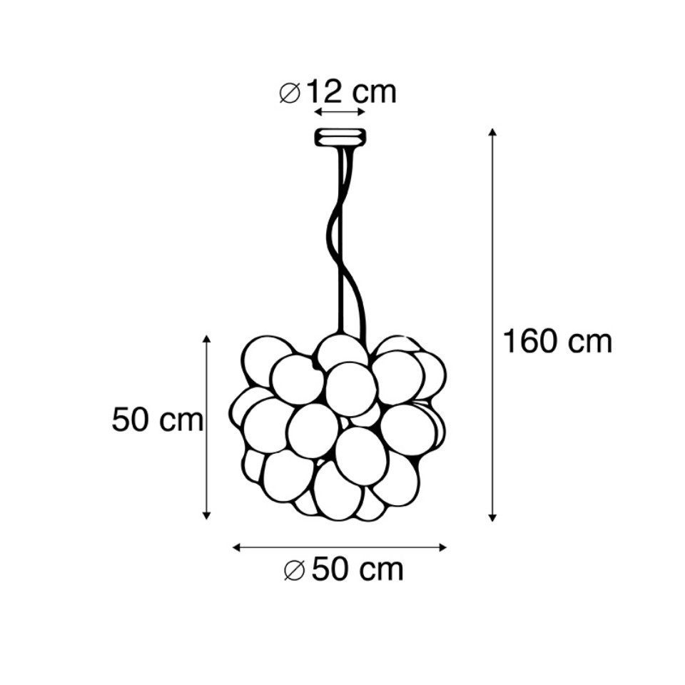 Qazqa Pendelleuchte Uvas, ohne Leuchtmittel, Warmweiß, QAZQA Hängeleuchte, g9, Schwarz, Glas, Design