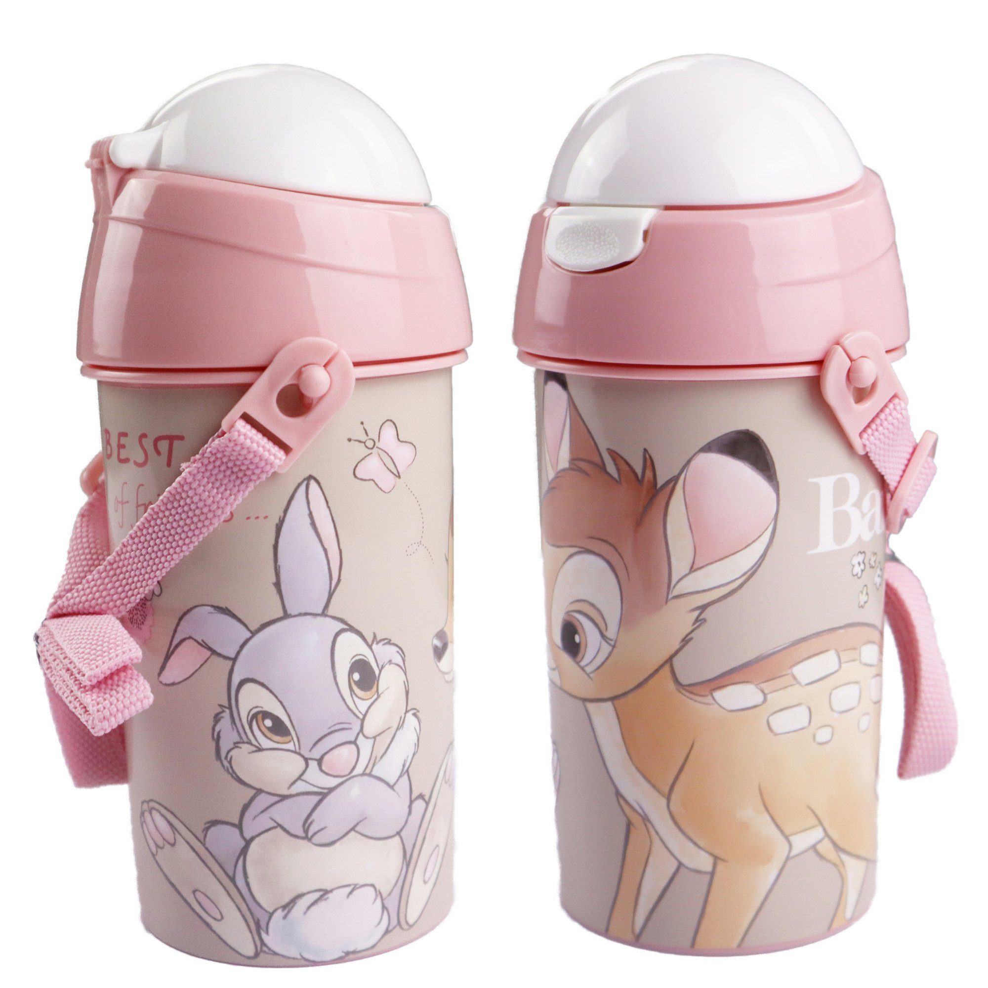 Disney Trinkflasche Disney Bambi Klopfer Wasserflasche Flasche, Trinkhalm und Gurt 500 ml
