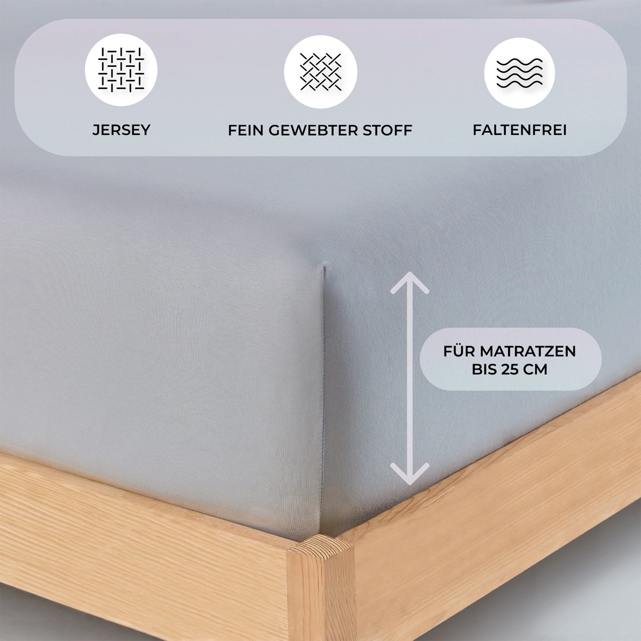 Buymax Spannbettlaken Buymax Jersey aus 100% Baumwolle, Jersey, Gummizug: Rundumgummi, (1 Stück), Pflegeleicht und Atmungsaktiv in Verschiedenen Farben und Größen