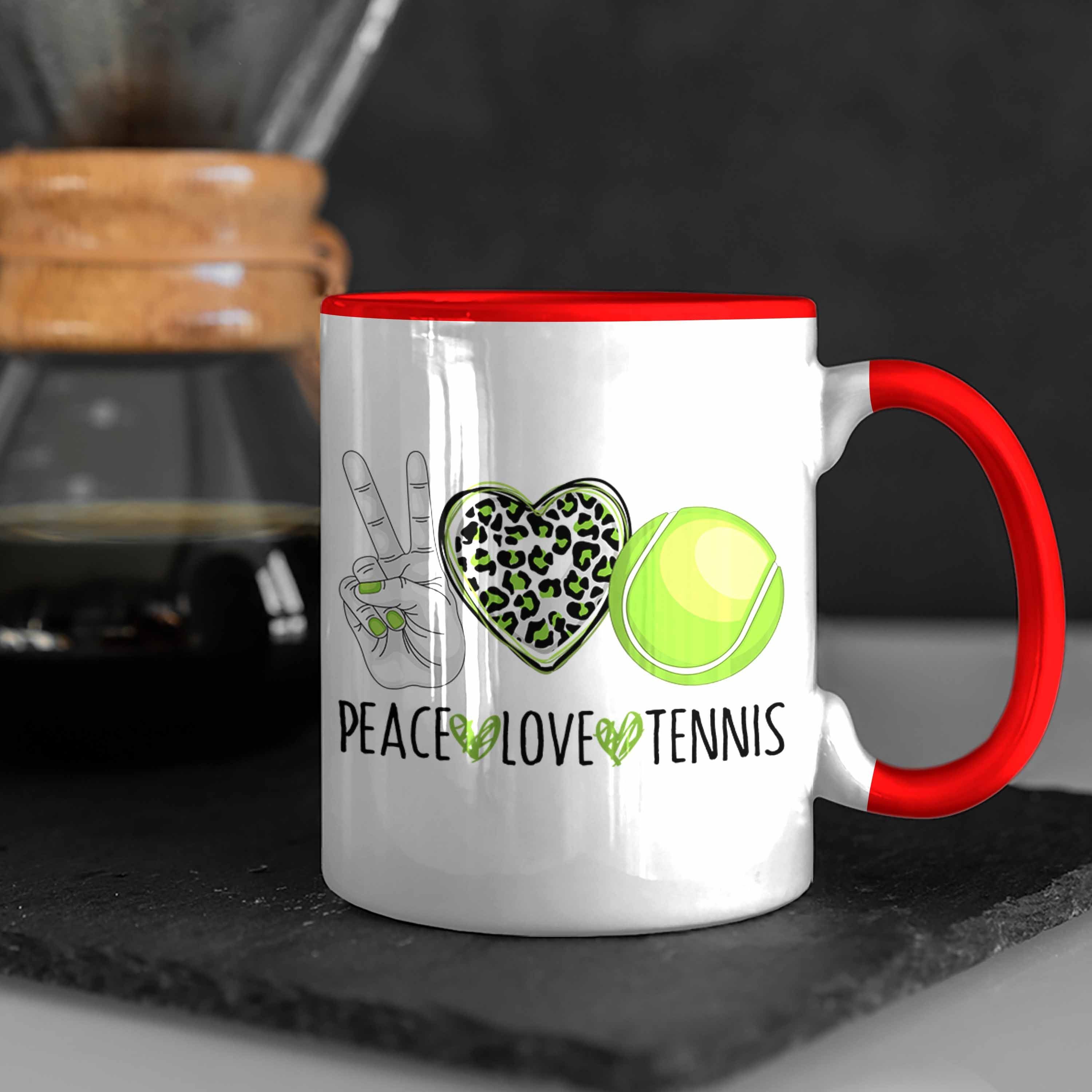 Coach Tennis "Peace Tasse Rot für Geschenk Tasse Trendation Lustige Tennis-Spieler Trainer