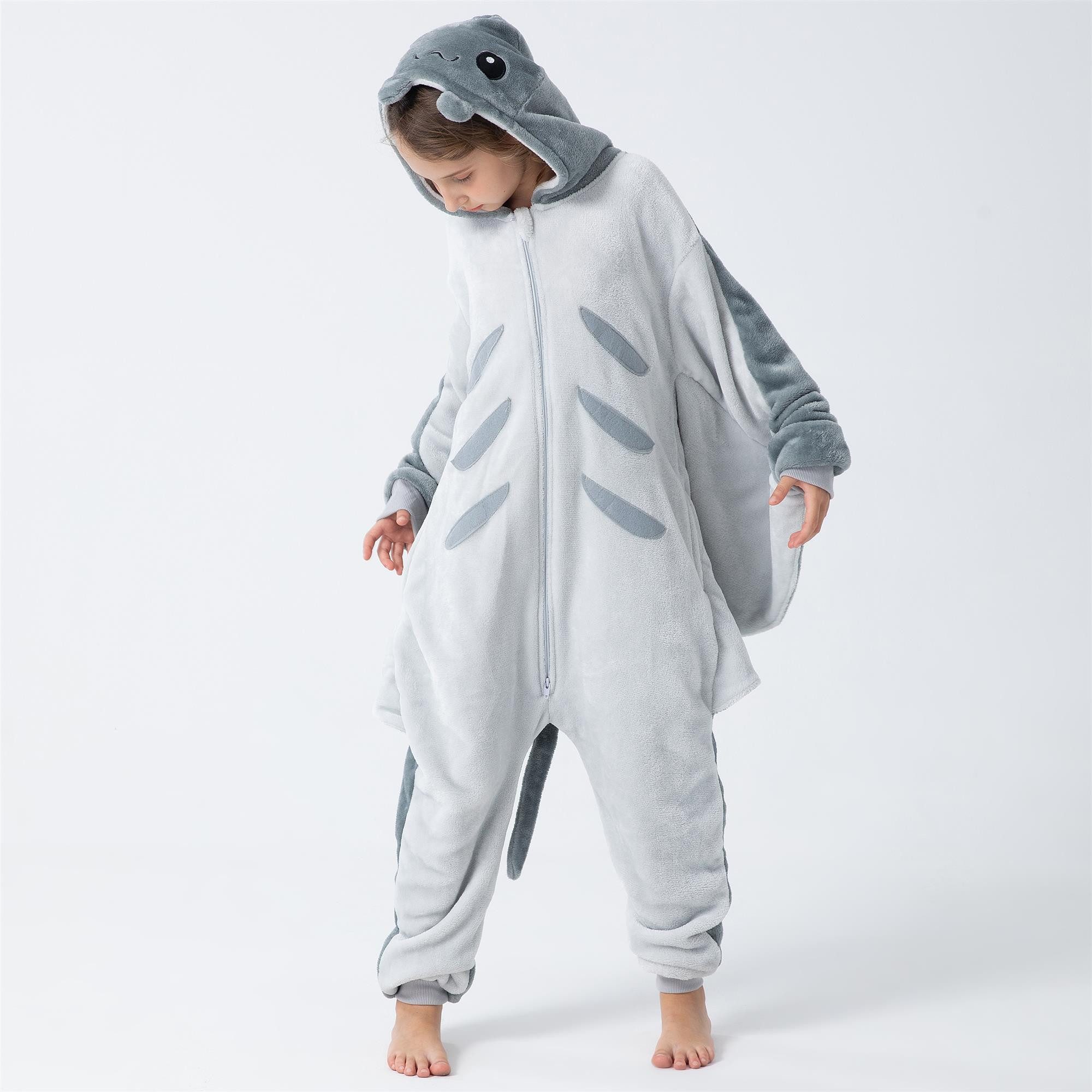 Corimori Jumpsuit Flauschiges Manta Rochen-Kostüm für Kinder,  Karneval Fasching Kostüm (1-tlg) Jumpsuit, Pyjama, Fasching, Kigurumi, Tiere, Manta Rochen "Graham"