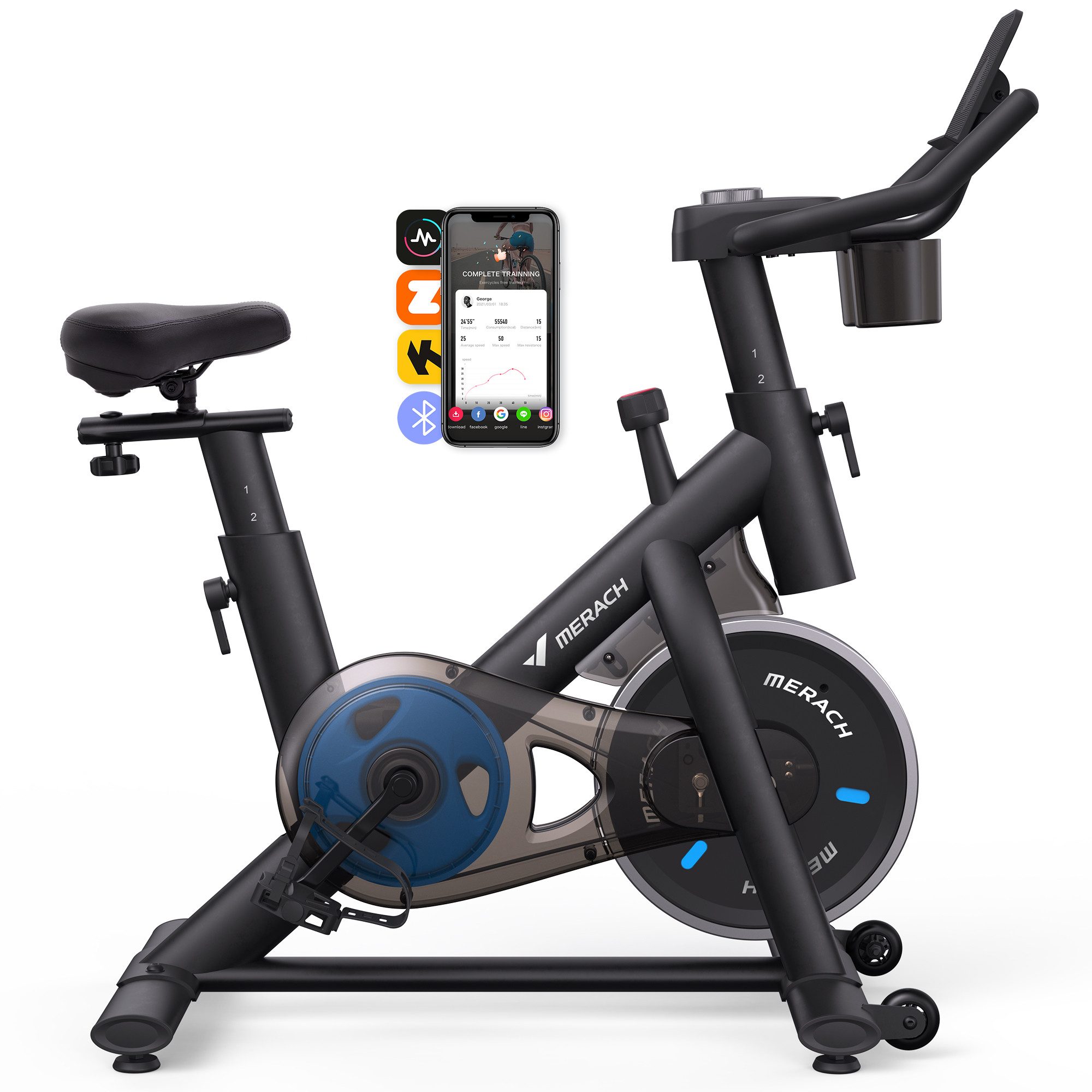 Fitnessbike Heimtrainer Fahhrad für Zuhause, leises Fitnessbike mit LED-Monitor