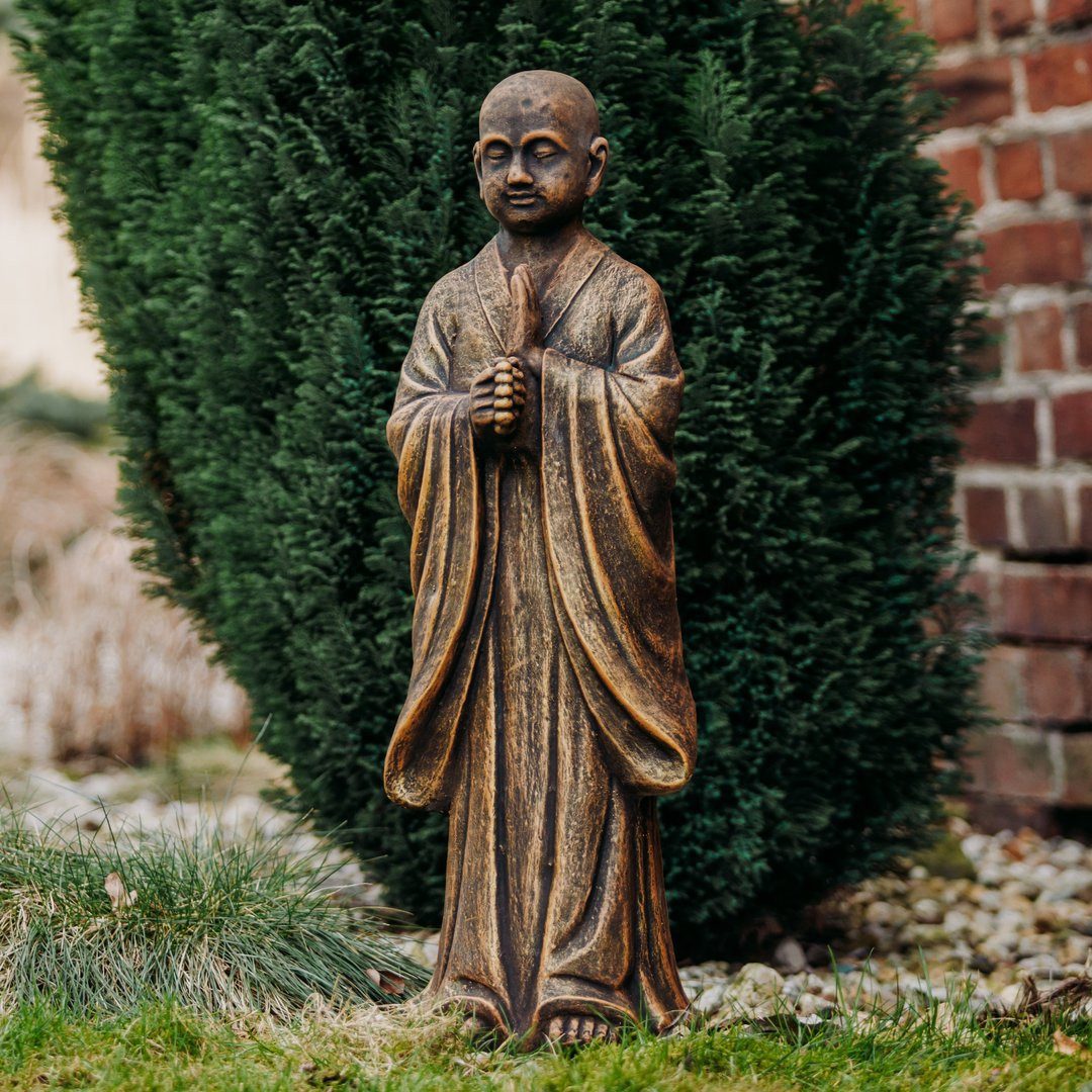 gartendekoparadies.de Gartenfigur Stehender Buddha Mönch Steinfigur Steinguss 71 cm 29 kg, Frostsicher