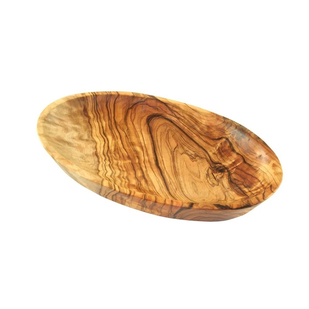Olivenholz-erleben Servierschale oval, Snackschale aus Olivenholz – natürlich schön (Länge ca. 17 cm), Olivenholz, (1-tlg), Flache, elegante Form – ideal zum stilvollen Servieren und Dekorieren