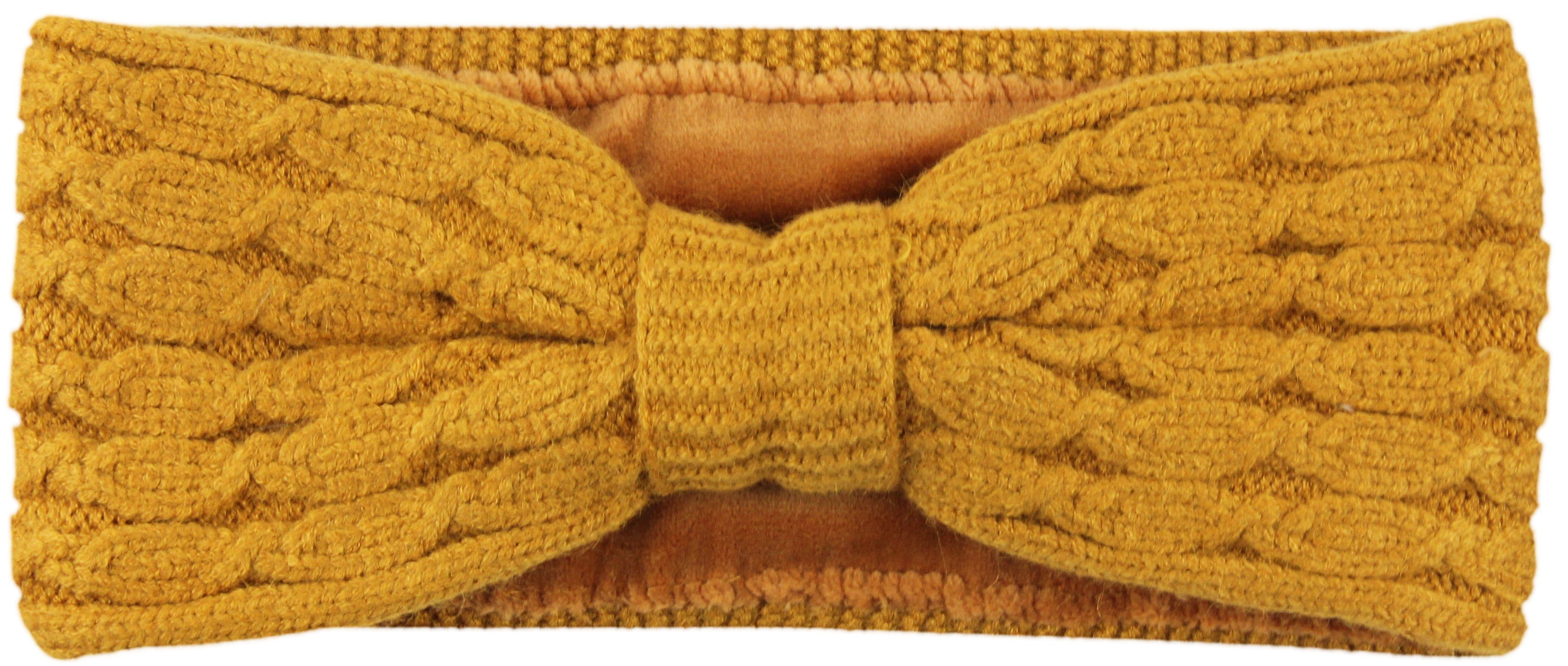 Frentree Stirnband Damen, Strick Haarband im Twist Knoten Schleife Design, Ohrenschützer Mädchen mit weichem Fleece Innenfutter