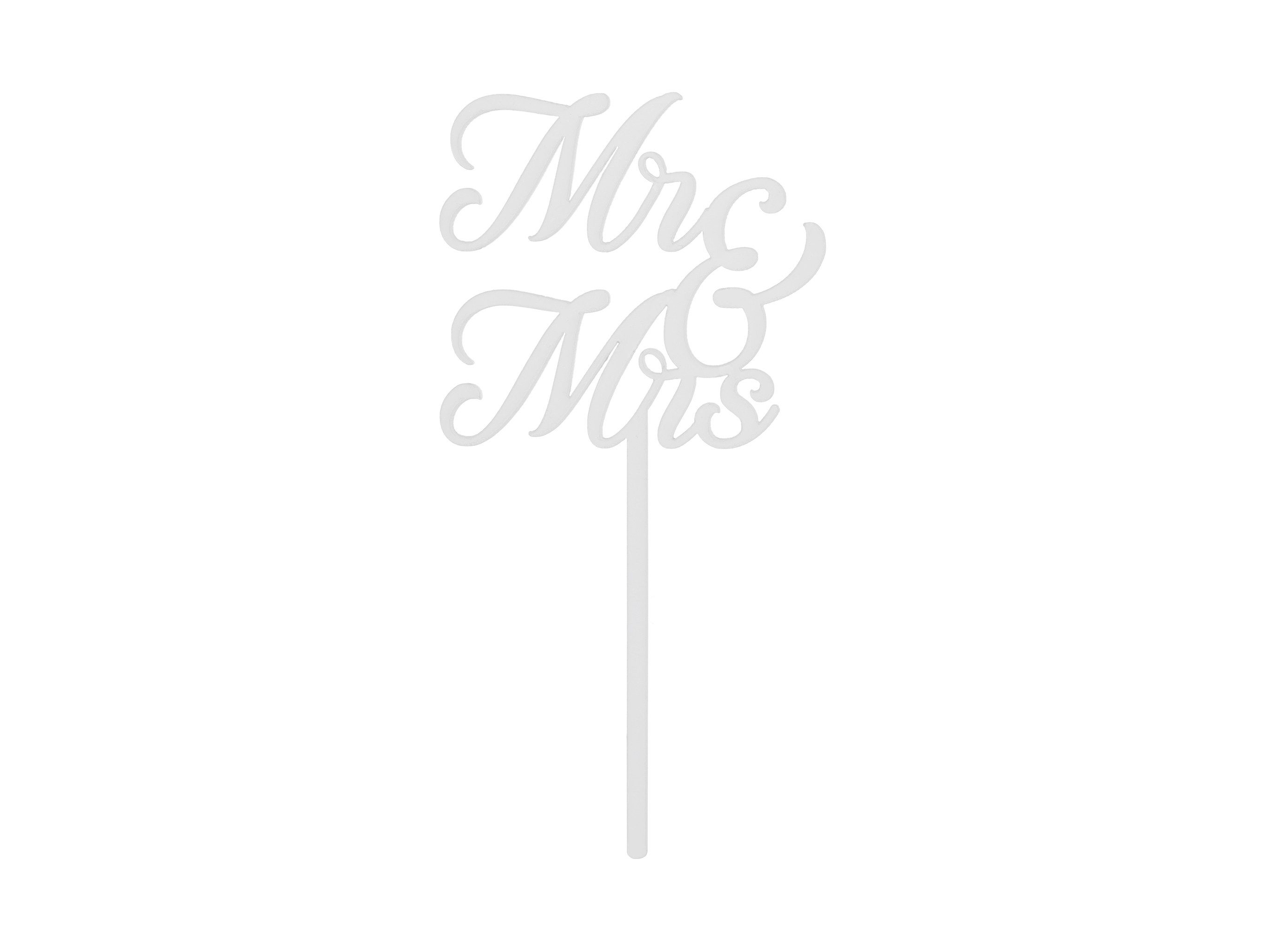 partydeco Tortenstecker, Cake Topper Mr & Mrs Hochzeit 16,5x8,3cm Weiß