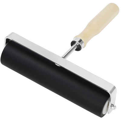 Kurtzy Malerset Holzgriff Brayer Roller - 15cm, (1-St), Brayer Roller - 15cm Schwarze Hartgummi Walze mit Holzgriff