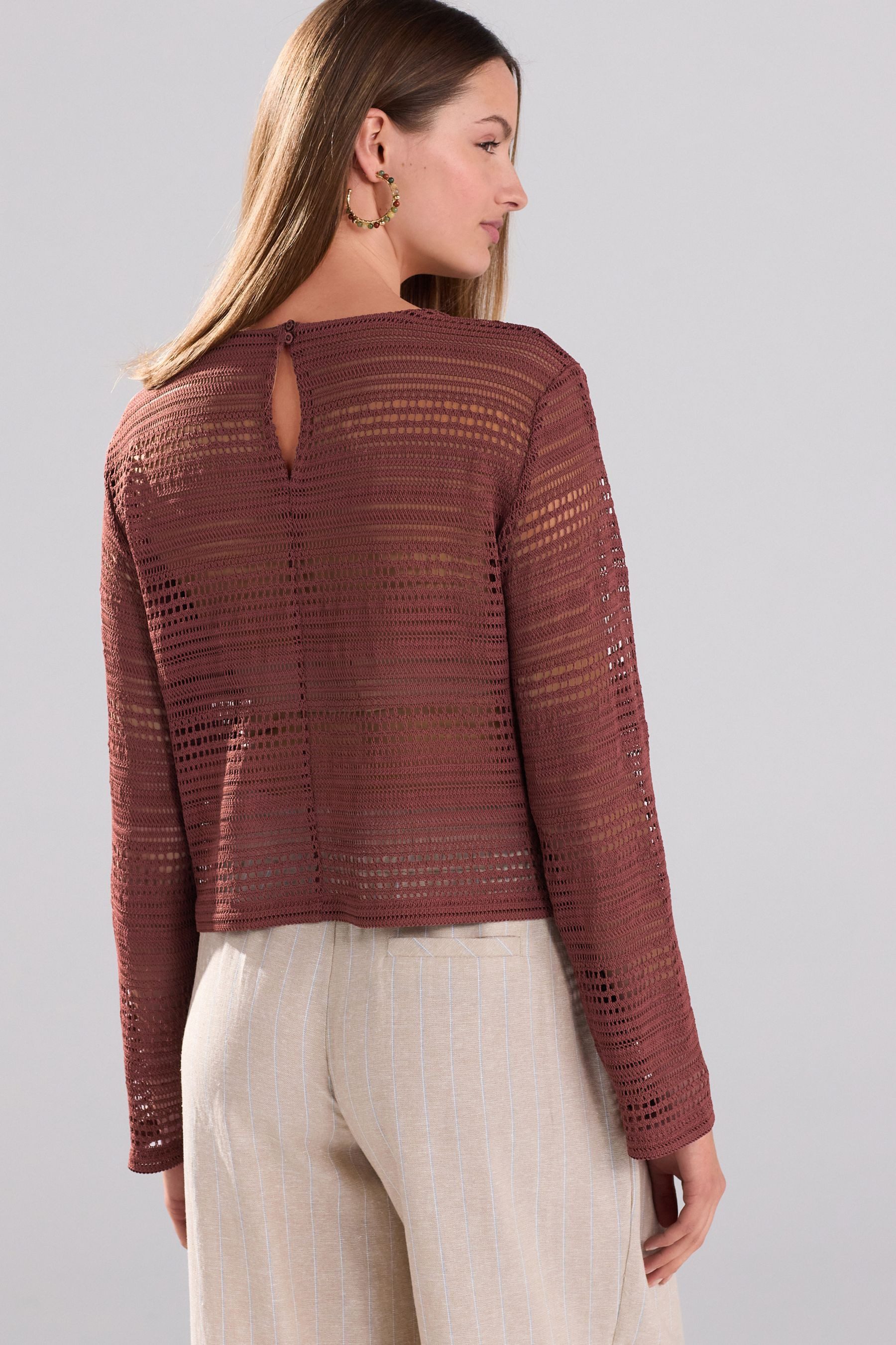 Next Blusenshirt Leichtes, gehäkeltes Langarmshirt (1-tlg) günstig online kaufen