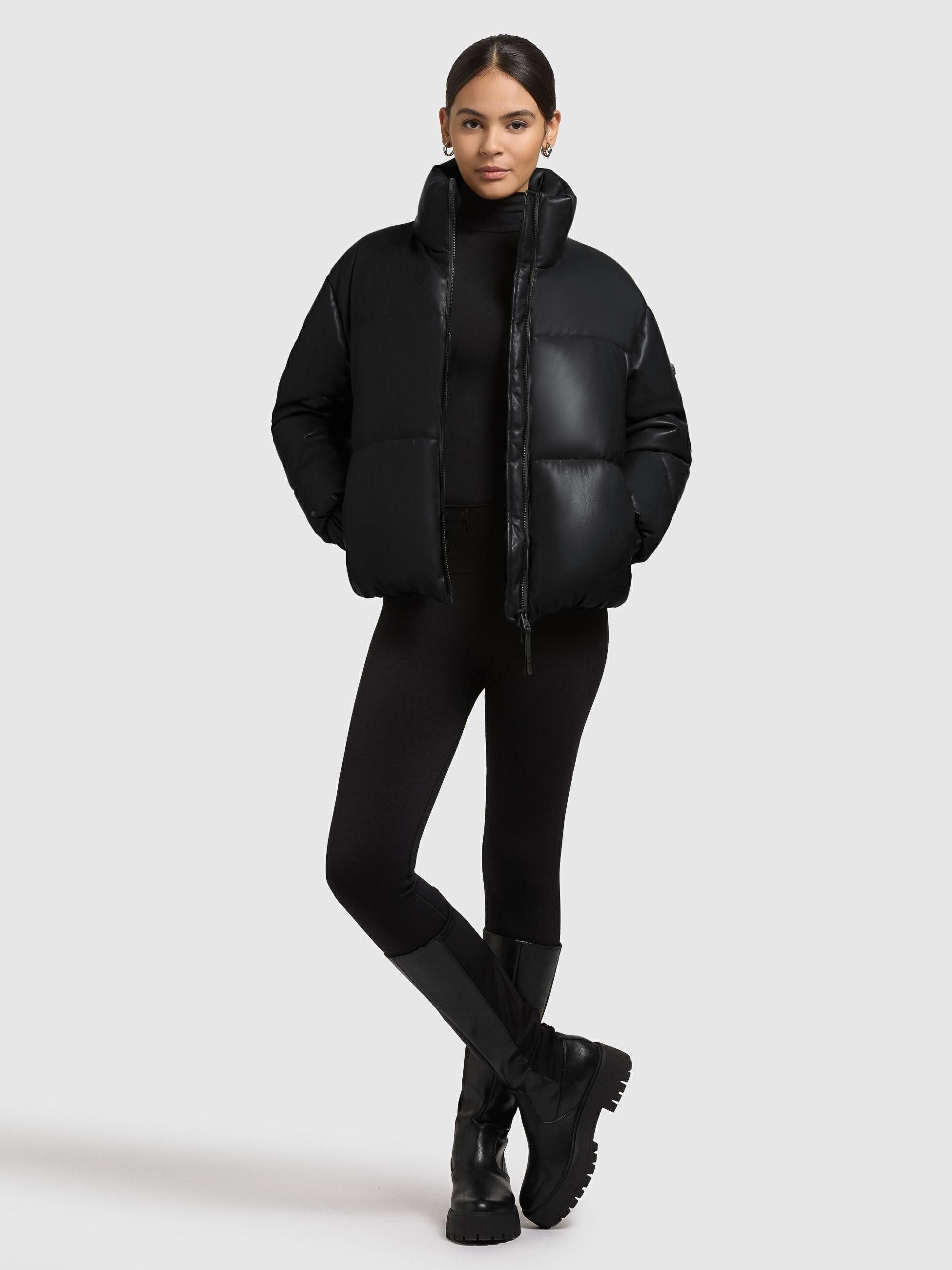 khujo Steppjacke Khalia Gesteppte Damen Winterjacke in Lederoptik