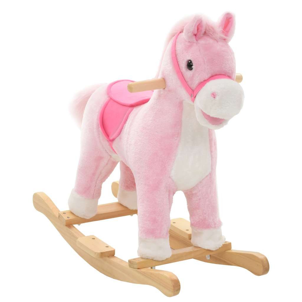 vidaXL Schaukeltier Schaukeltier Pferd Plüsch 65x32x58 cm Rosa, Schaukeltier Pferd Plüsch Schaukelpferd Schaukelspielzeug Kinder Baby