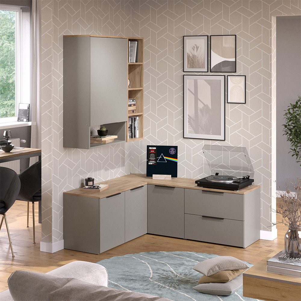 Vicco Wohnwand Wido, Greige/Sonoma, 5 Teile, (5-St)