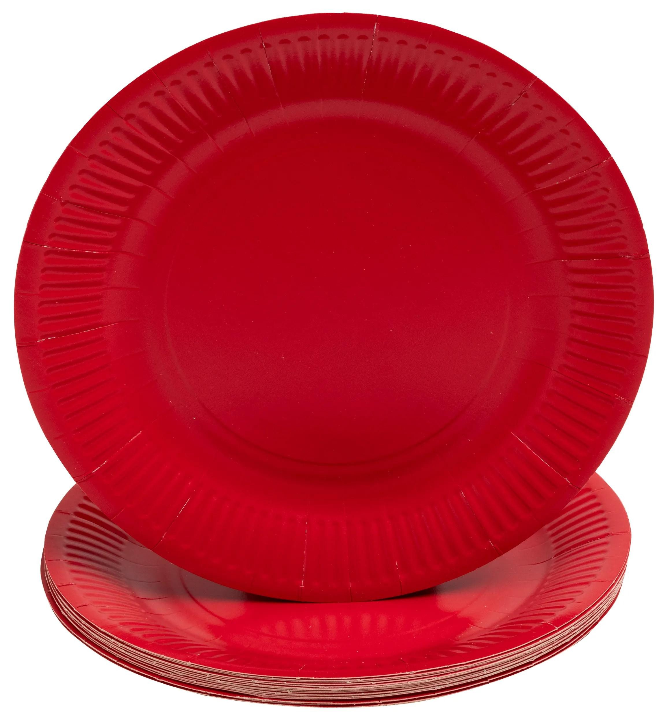 PROnappe Papierdekoration 25x Runde Pappteller, 20 Stück, Ø 23 cm, 100% plastikfrei - Rot 79215I, Nappes