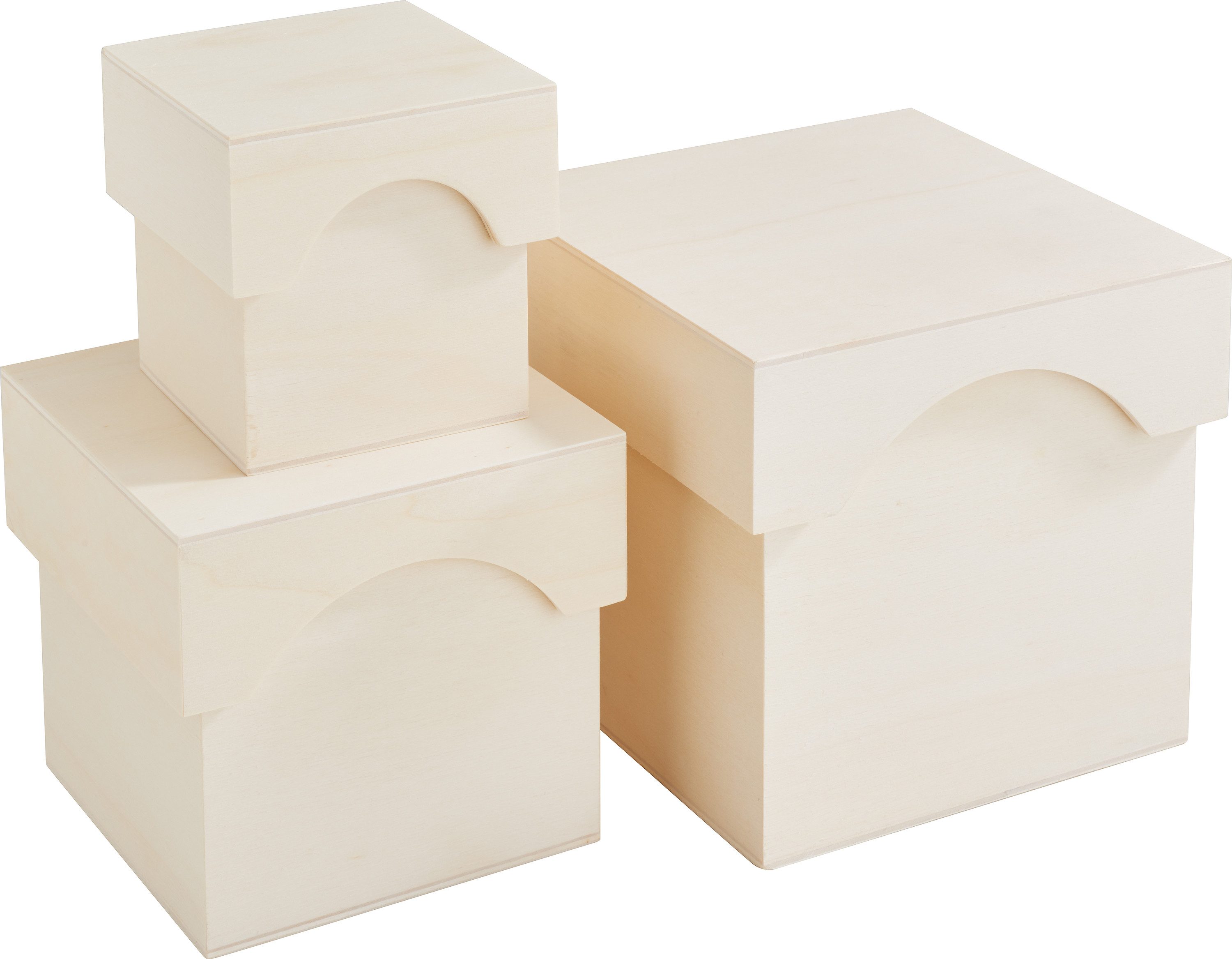 VBS Aufbewahrungsbox Holz-Stapelboxen, 3er-Set