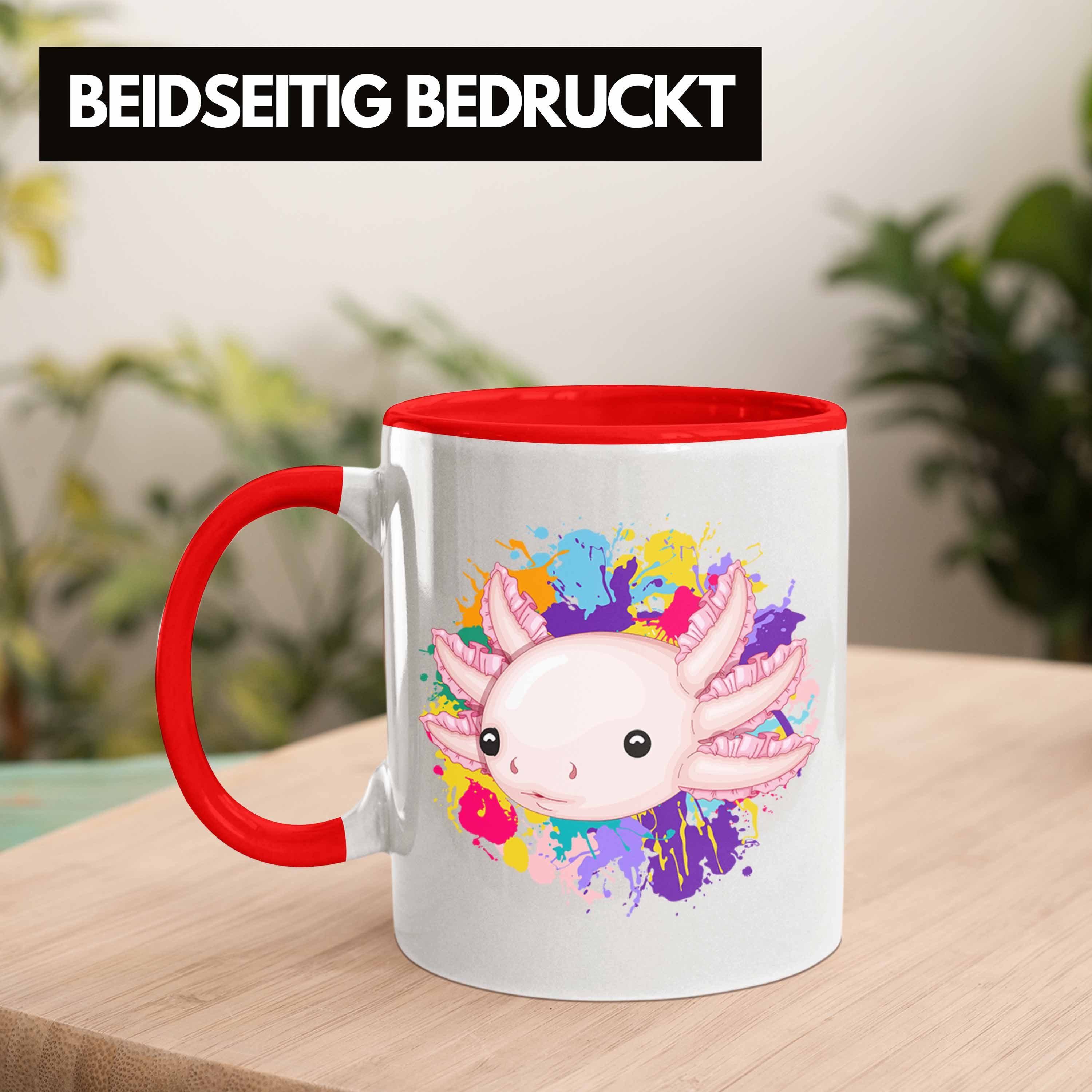 Geschenk Tasse Trendation für Rot Schwanz-Lur Gamer Axolotl Tasse Schwanzlurch Geschenkidee