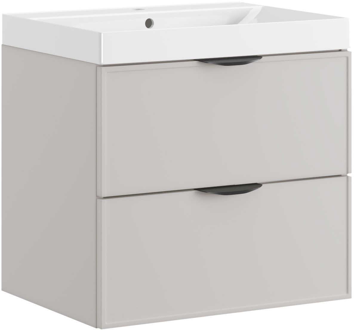 welltime Waschtisch FLOW SIMPLE mit Waschbecken, Breite 60 oder 80cm, modernes Design, Schrank mit 2 Schubladen, Soft-Close-Function, in 2 Breiten erhältlich