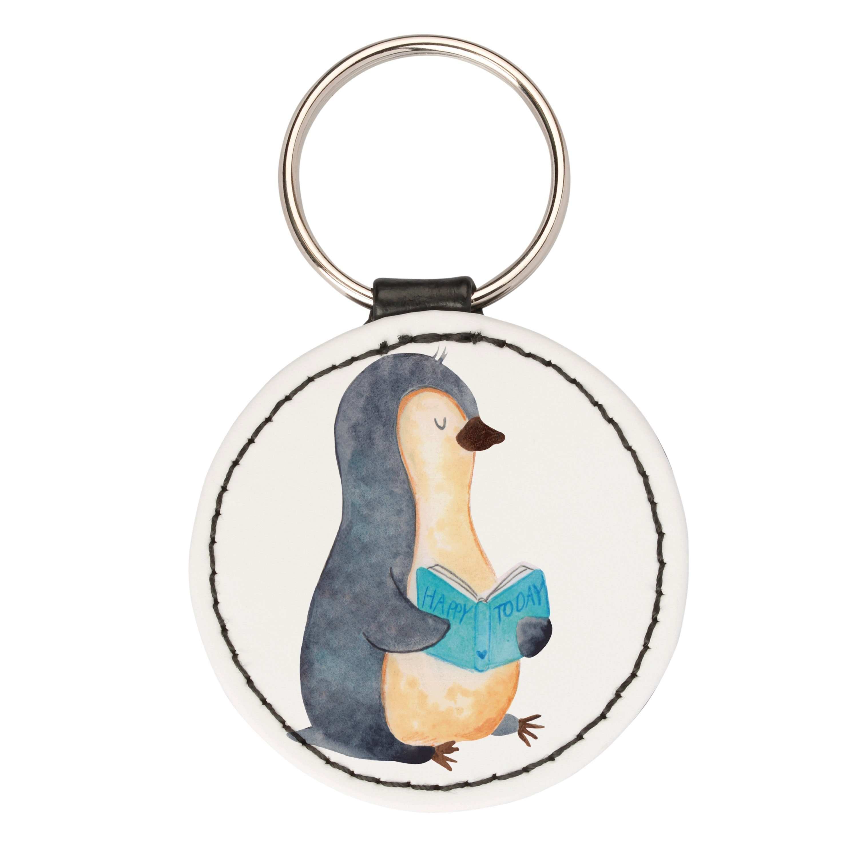 Mr. & Mrs. Panda Schlüsselanhänger Pinguin Buch - Weiß - Geschenk, Taschenanhänger, Anhänger, Schutzenge (1-tlg)