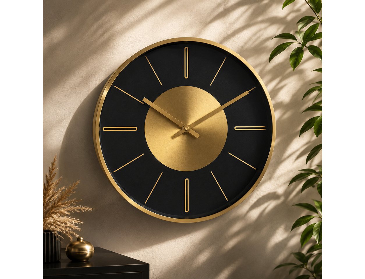 K&L Wall Art Wanduhr Aluminium Wanduhren ohne Ticken Metalluhr modern (Gold Optik 30cm)