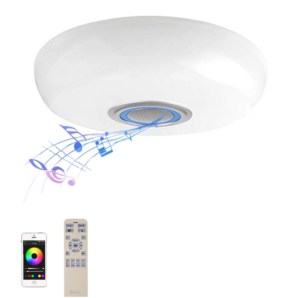 60W Deckenlampe, mit Farbwechsel, Bluetooth Lautsprecher home fest RGB Fernbedienung/APP-Steuerung style LED Blau LED integriert, Deckenleuchten Bluetooth