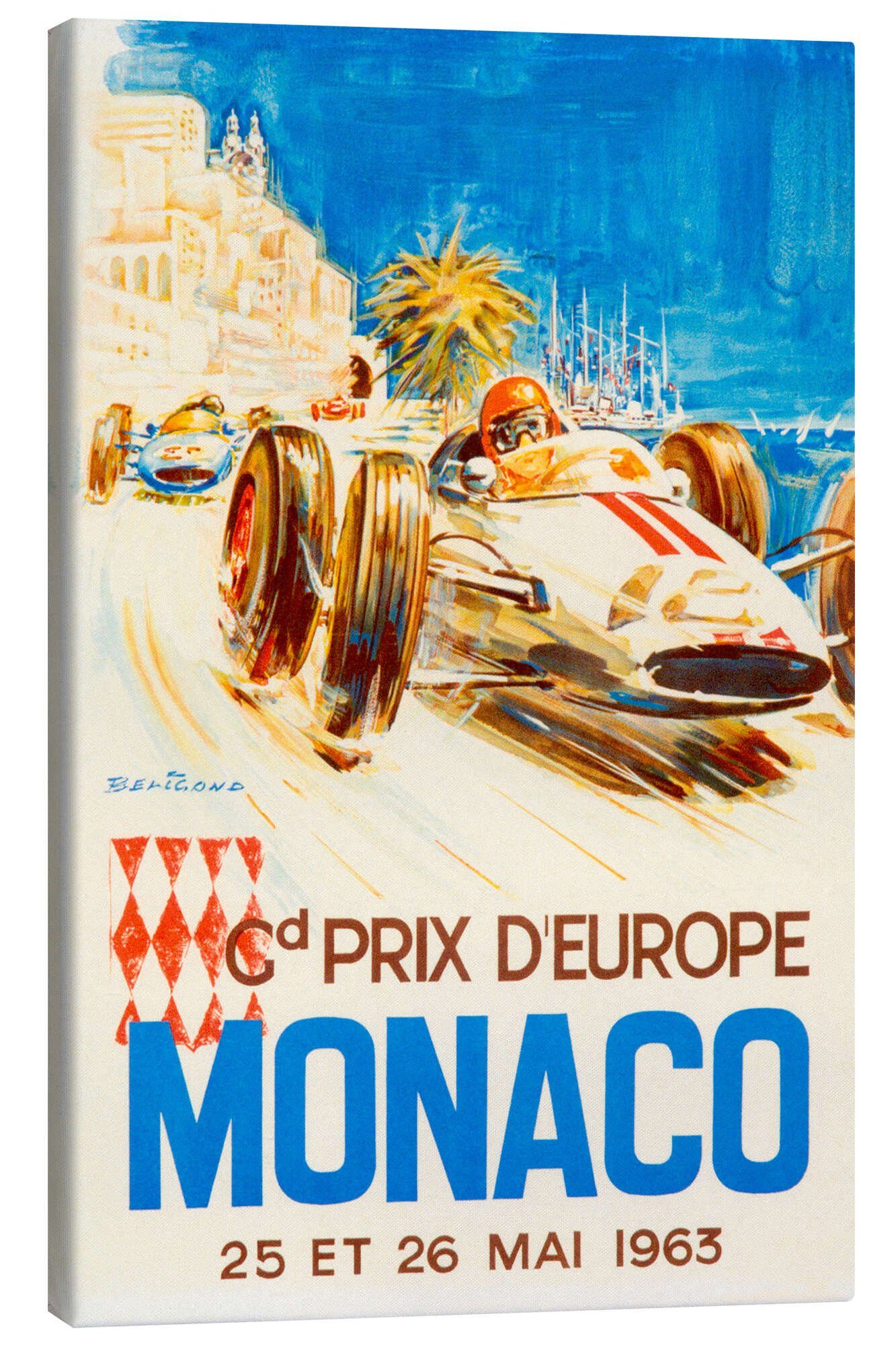 Posterlounge Leinwandbild Vintage Travel Collection, Großer Preis von Monaco 1963 (französisch), Vintage Illustration