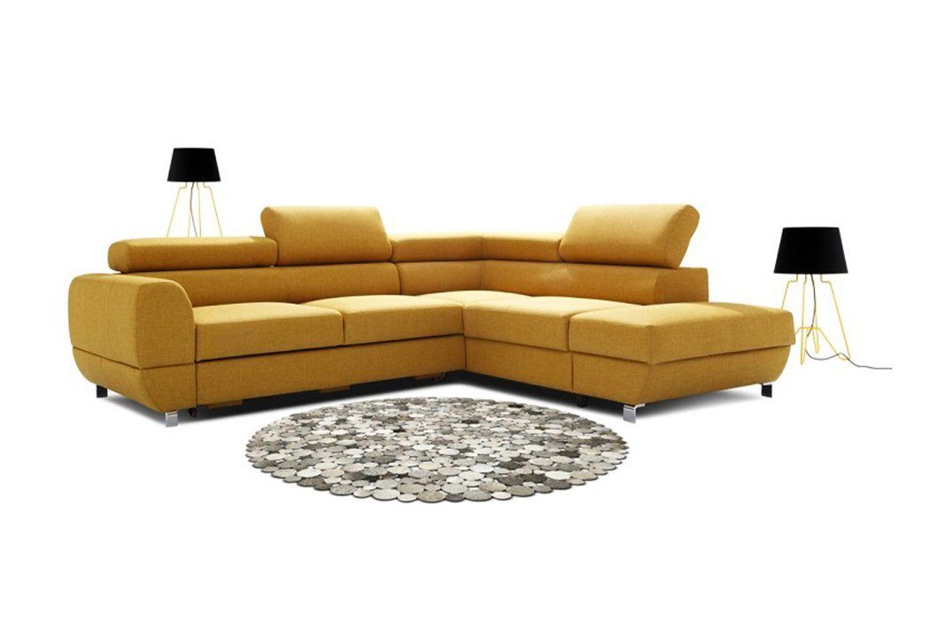 JVmoebel Ecksofa, Stoff Textil L-Form Design Gelb Sofa Modern Couch Polster Ecksofa