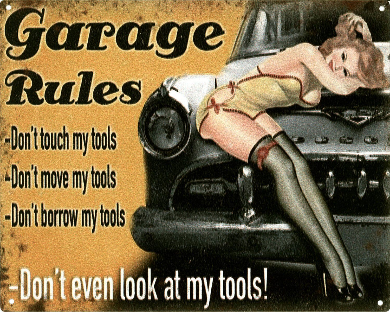 Metallschild Blechschild Garage Rules my tools!