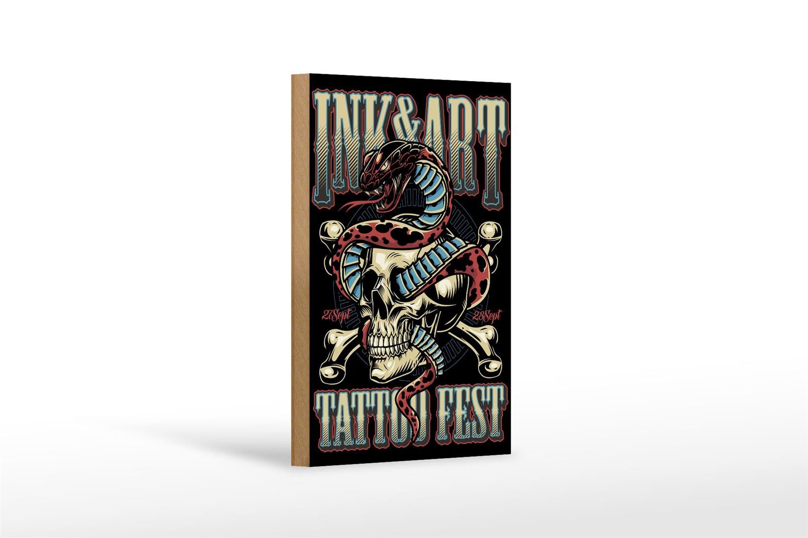 Holzbild Tattoo 12x18 cm Tatoo Fest 27 28 Sept