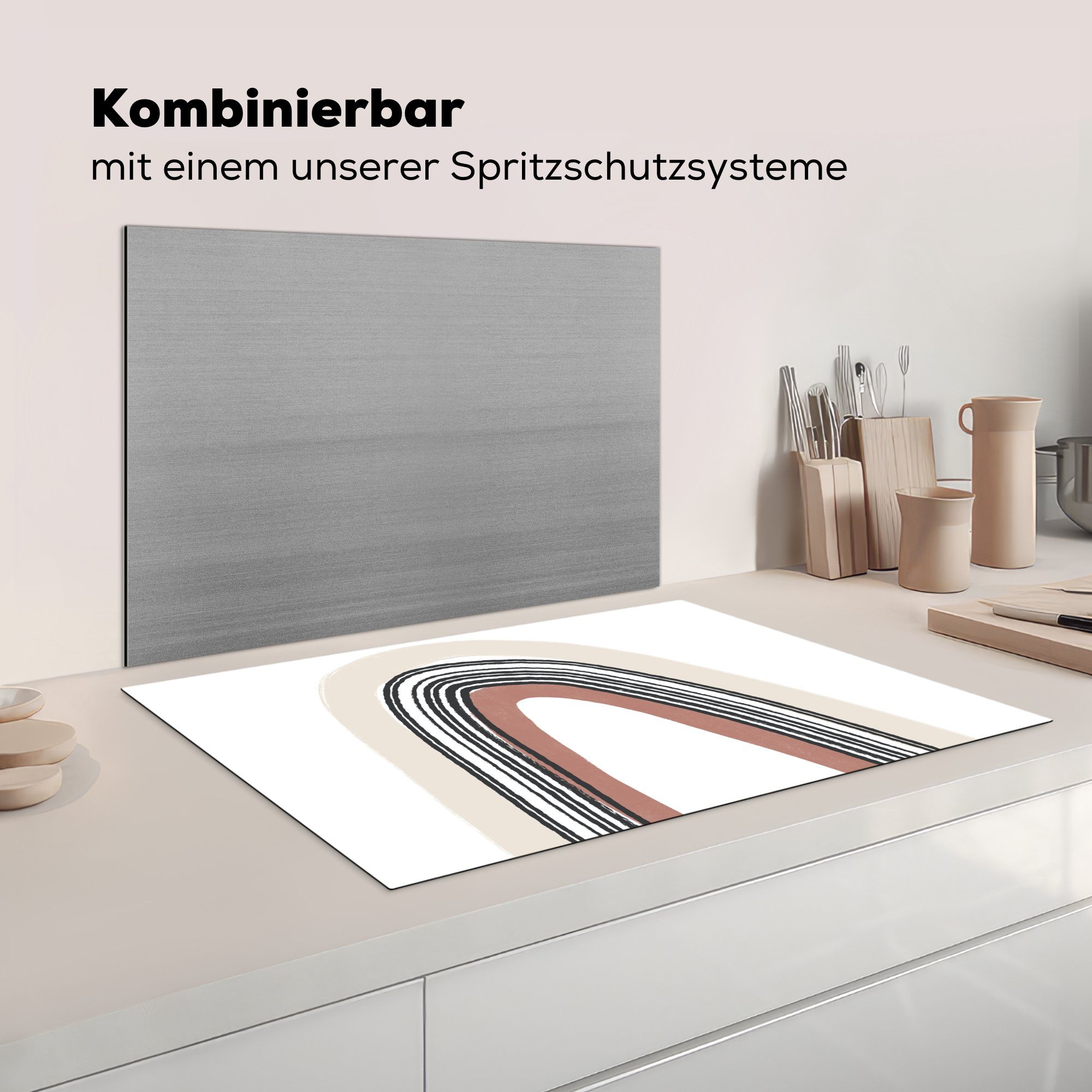küche, Induktionskochfeld cm, 81x52 MuchoWow die Ceranfeldabdeckung Design, - Vinyl, Herdblende-/Abdeckplatte Schutz Regenbogen (1 für Pastell - tlg),